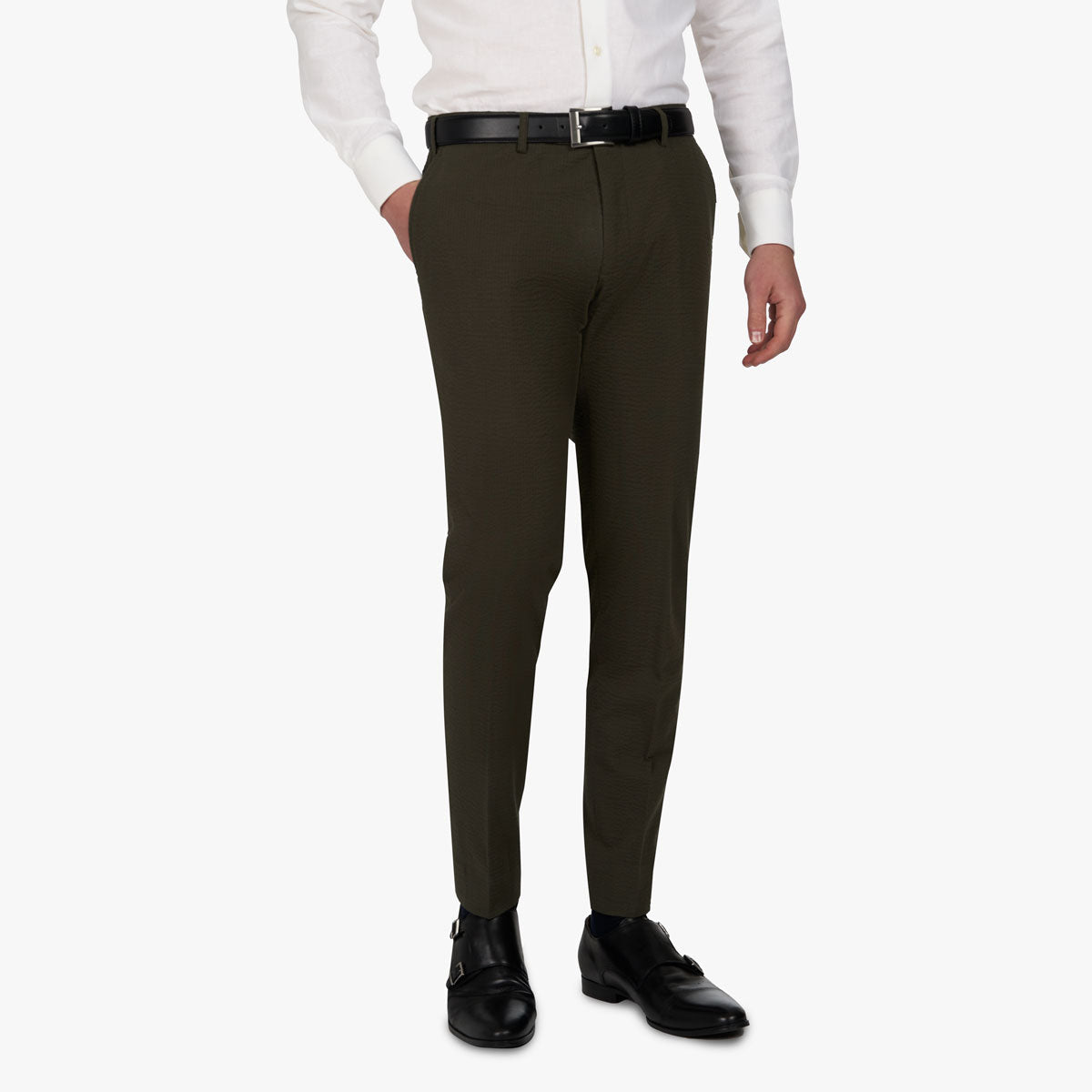 Baukastenhose Siena mit Seersucker Struktur in Grün dkl. grün Bild 1