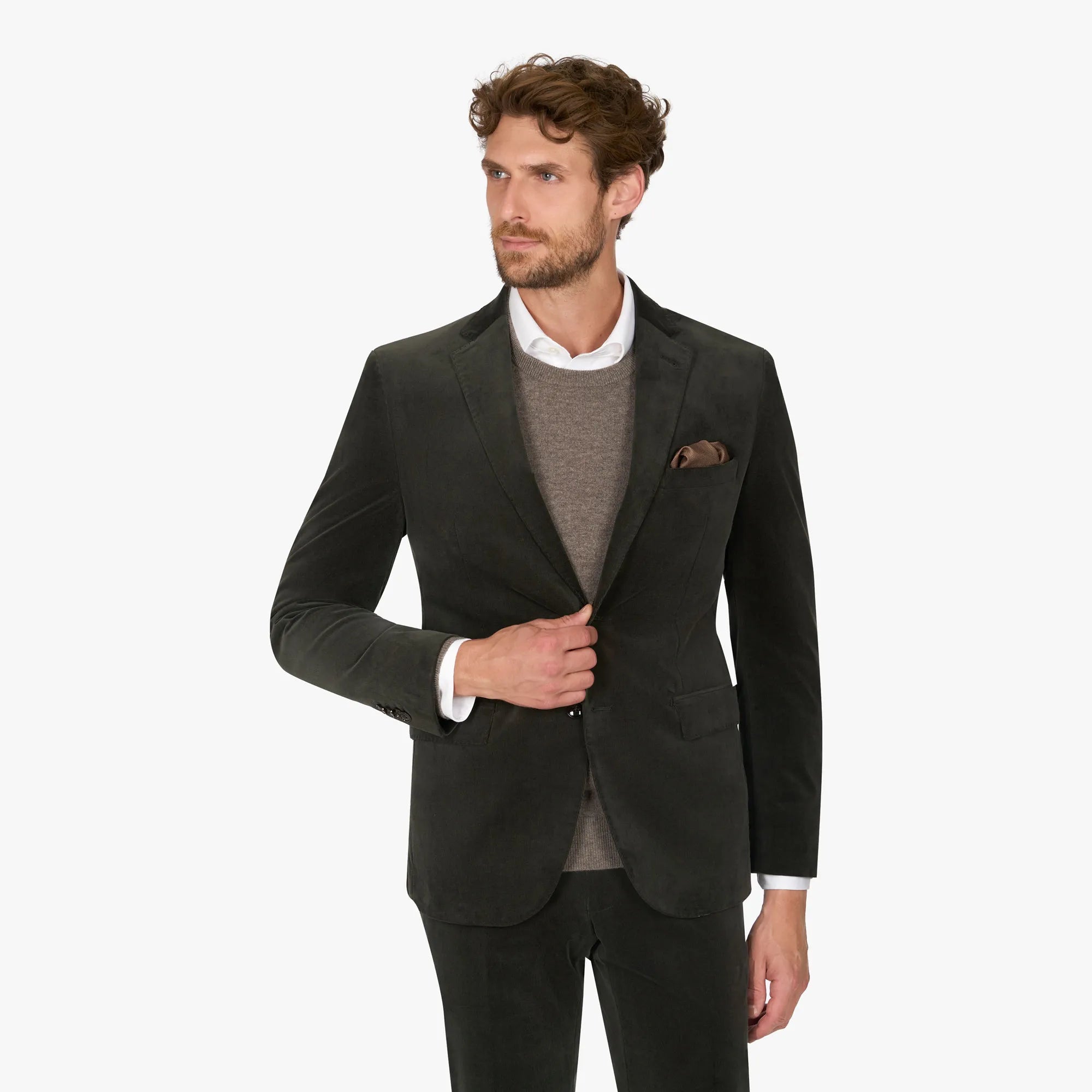 Sakko Genf aus Feincord in Olivgrün dkl. grün Bild 1