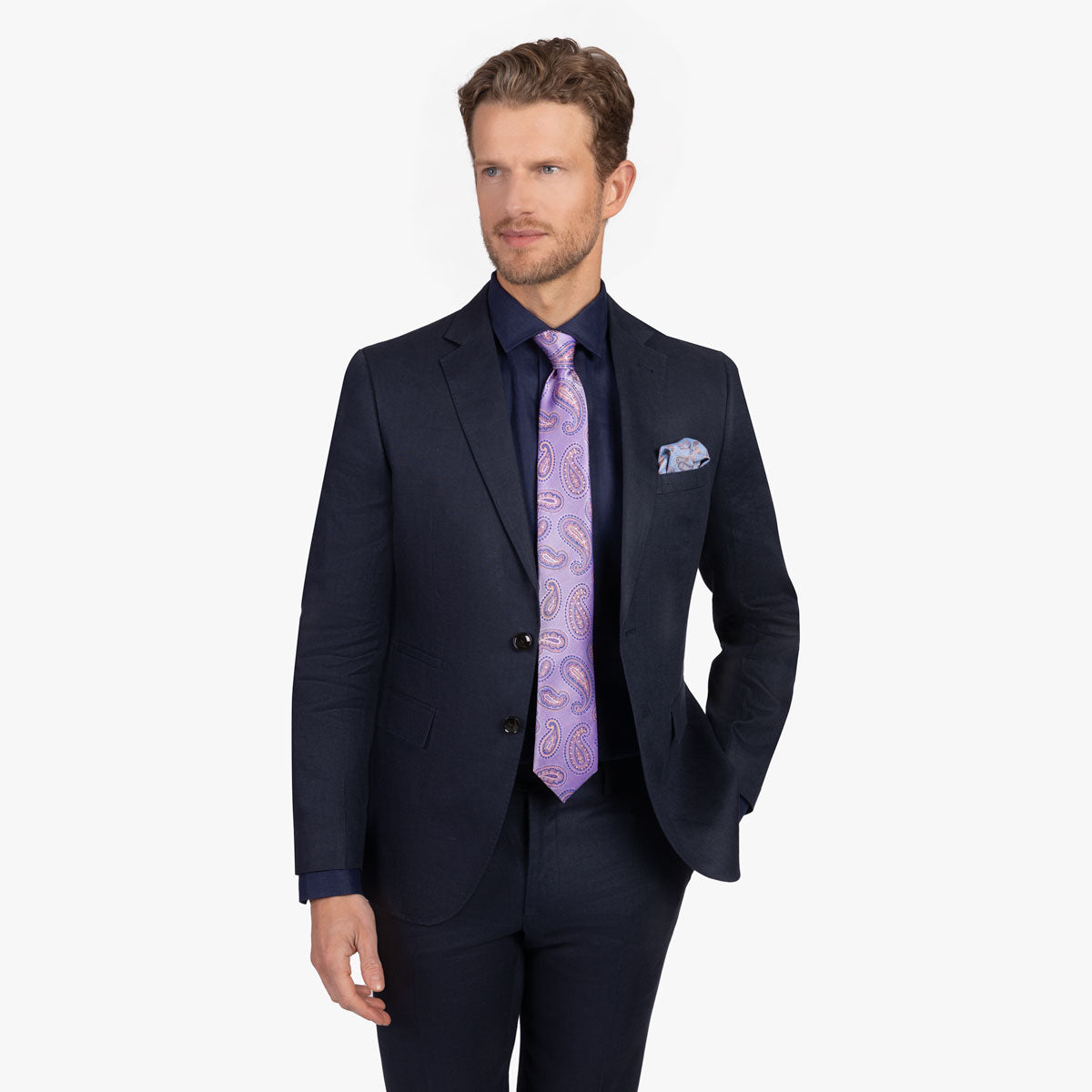 Baukastensakko Pesaro/I aus Leinen in dunkelblau dkl. blau Bild 1