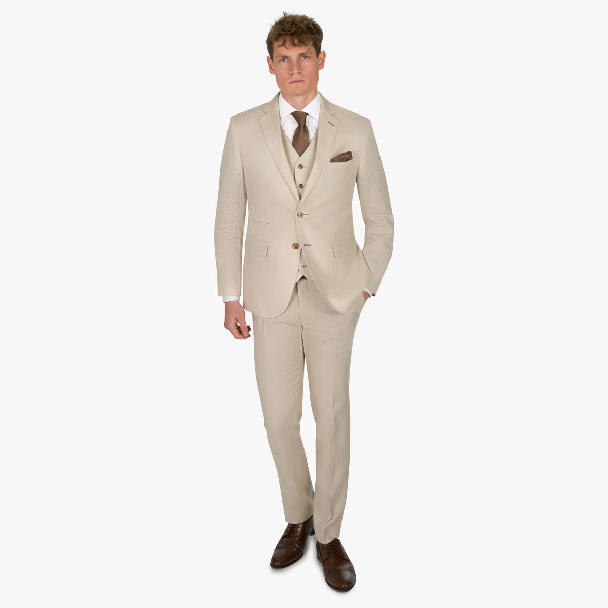 Baukastensakko aus reinem Leinen in beige beige Bild 3