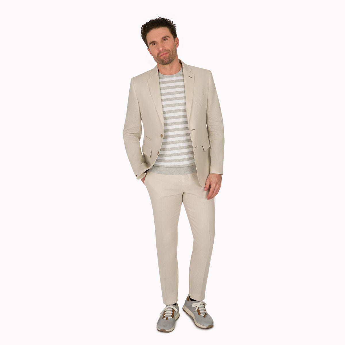 Baukastensakko aus reinem Leinen in beige beige Bild 7