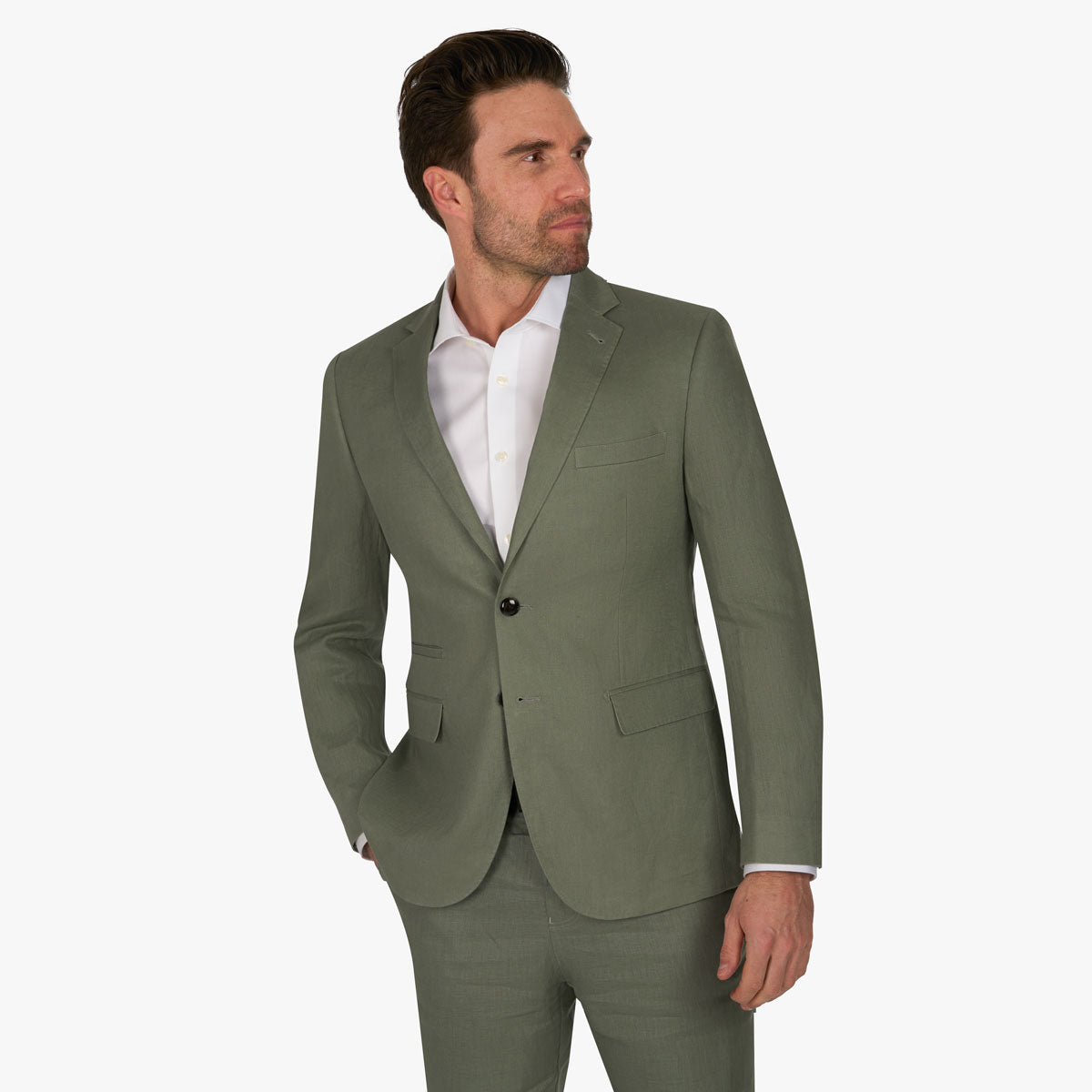 Baukastensakko aus reinem Leinen in hellgrün grün Bild 1