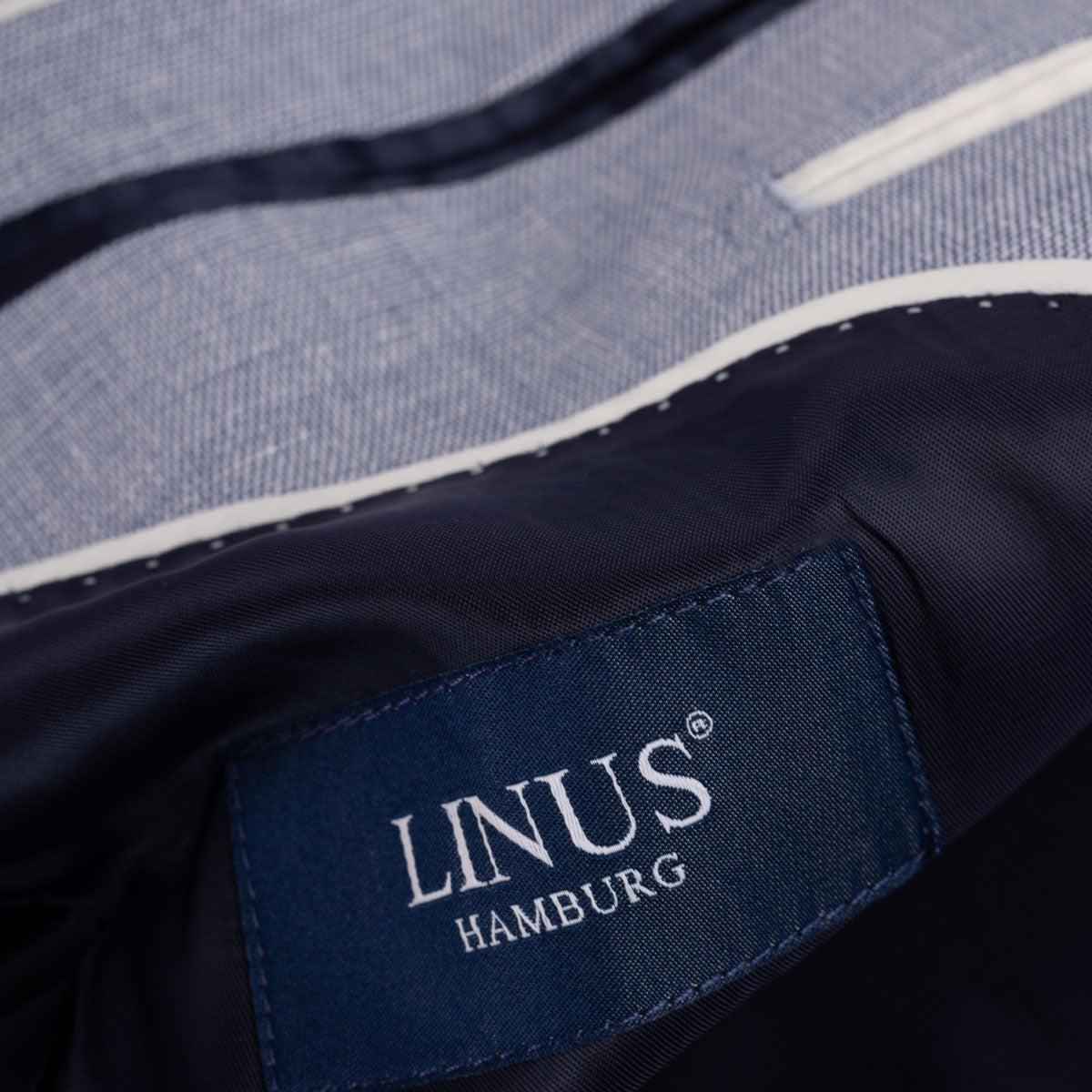 Sakko aus Baumwolle und Leinen in mittelblau hellblau/gemustert Bild 3