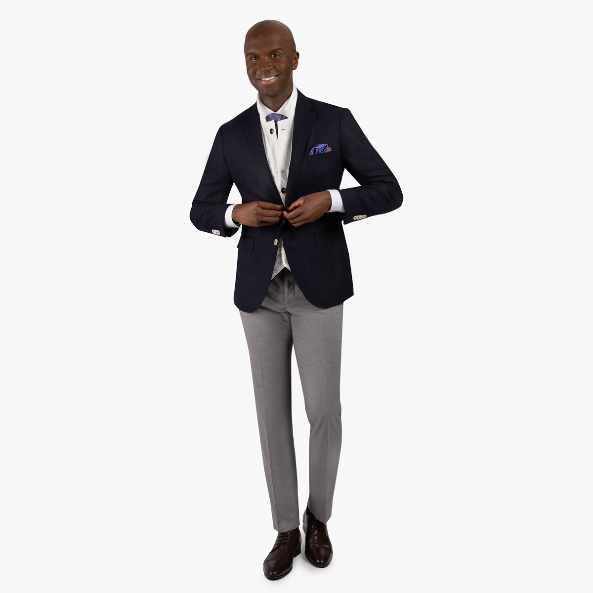 Sakko Genf aus Schurwolle mit Fischgrat in blau blau gemustert Bild 8