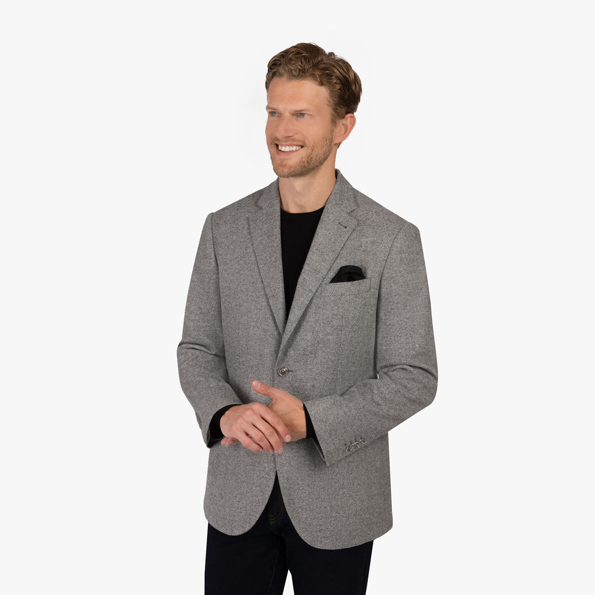 Sakko Prato aus Merino mit Fischgrat in grau grün Bild 2