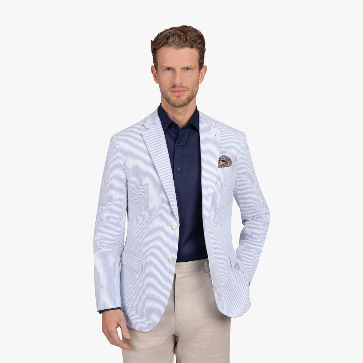 Sakko Prato mit Seersucker Struktur in hellblau gestreift hellblau/gestreift Bild 1