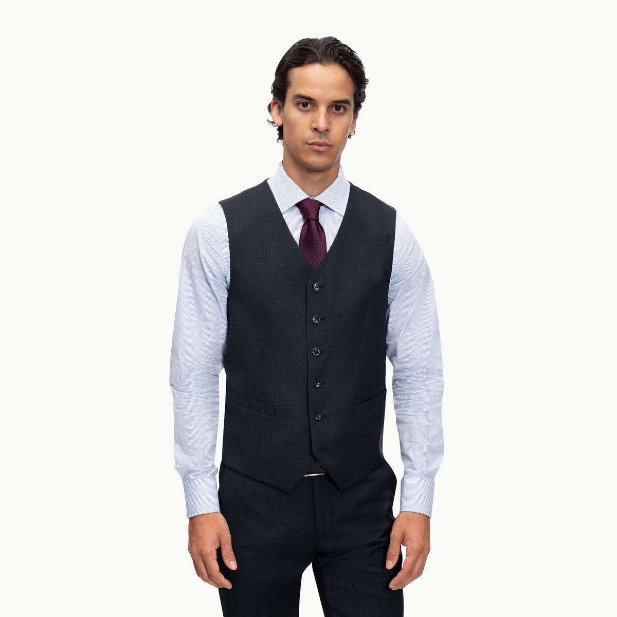 Slim Fit Baukastenweste mit Birdseye-Struktur in blau blau/gemustert Bild 1