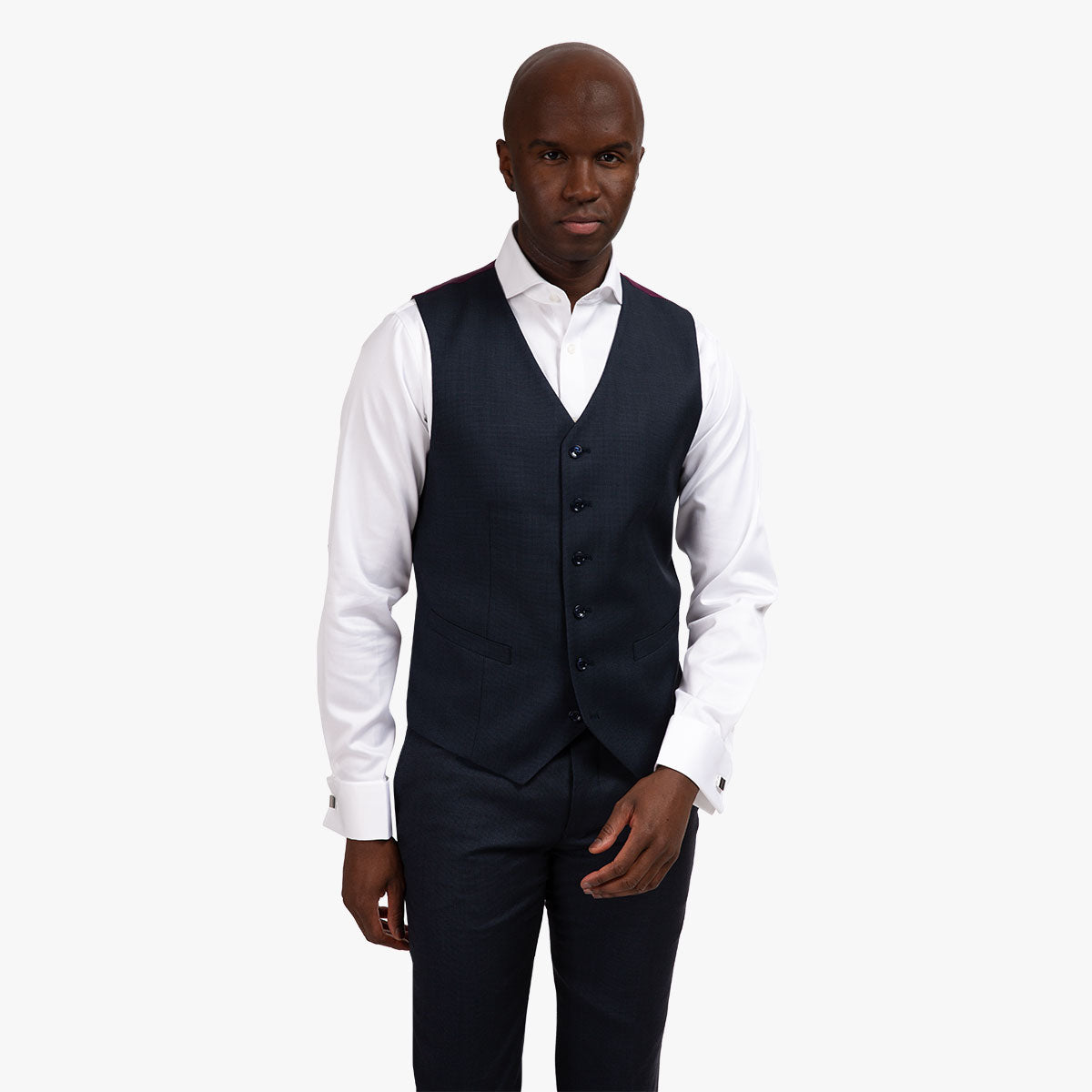 Slim Fit Baukastenweste mit Birdseye-Struktur in blau blau/gemustert Bild 1