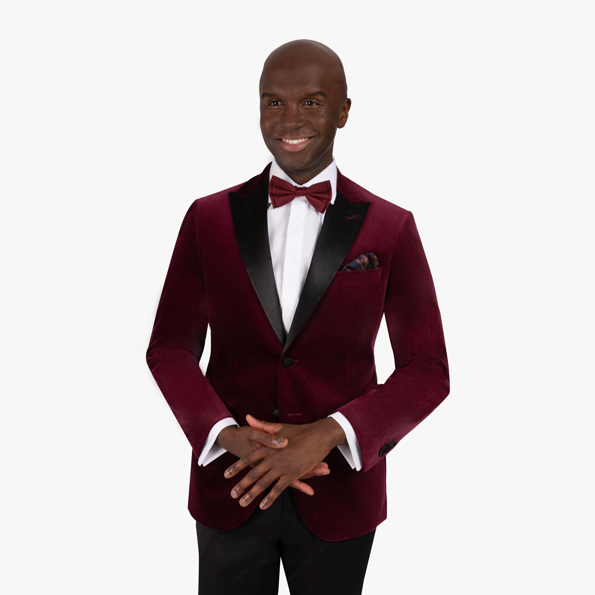 Smoking Sakko Fano aus Samt in burgunderrot dkl. rot Bild 2