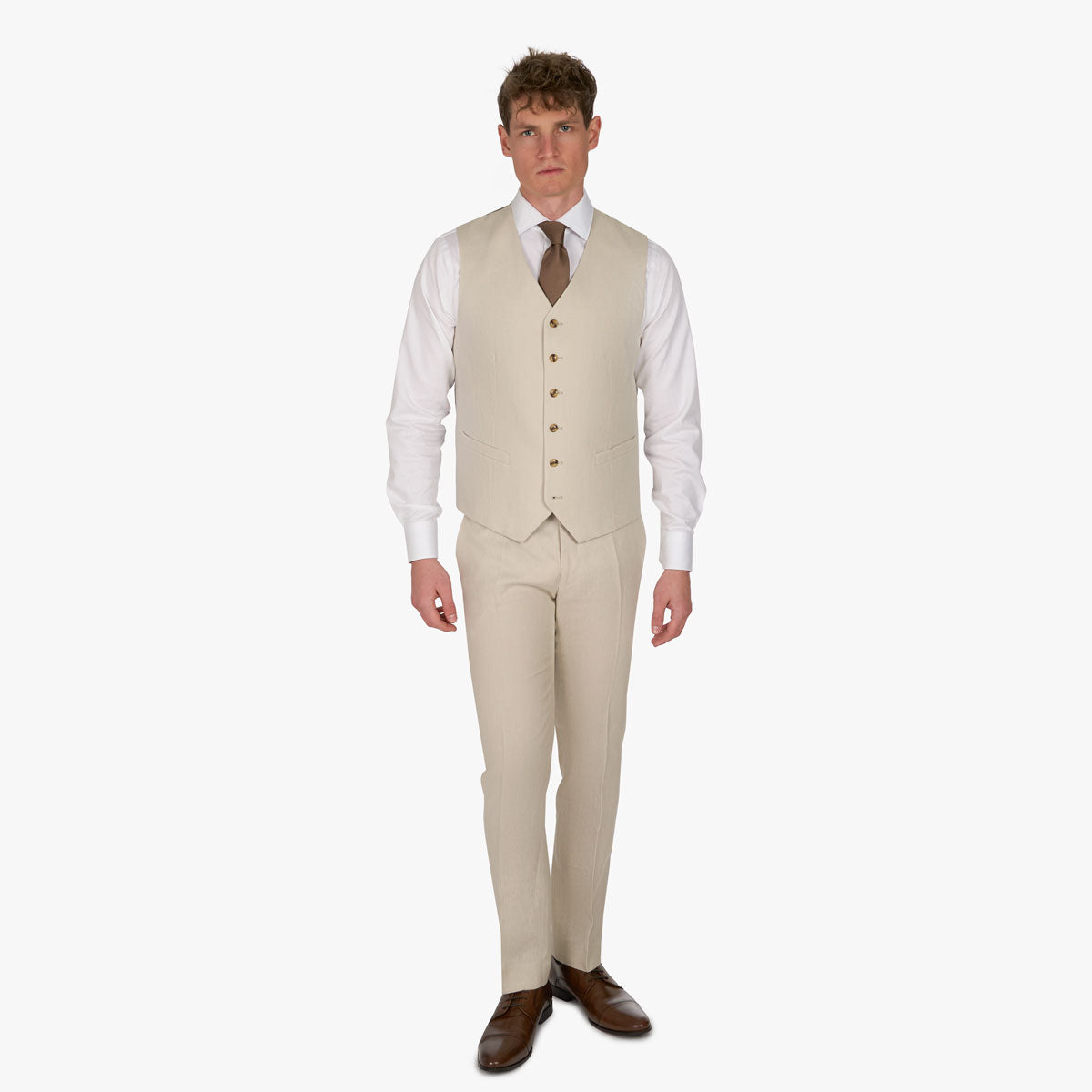 Slim Fit Weste aus Leinen in Beige beige Bild 3
