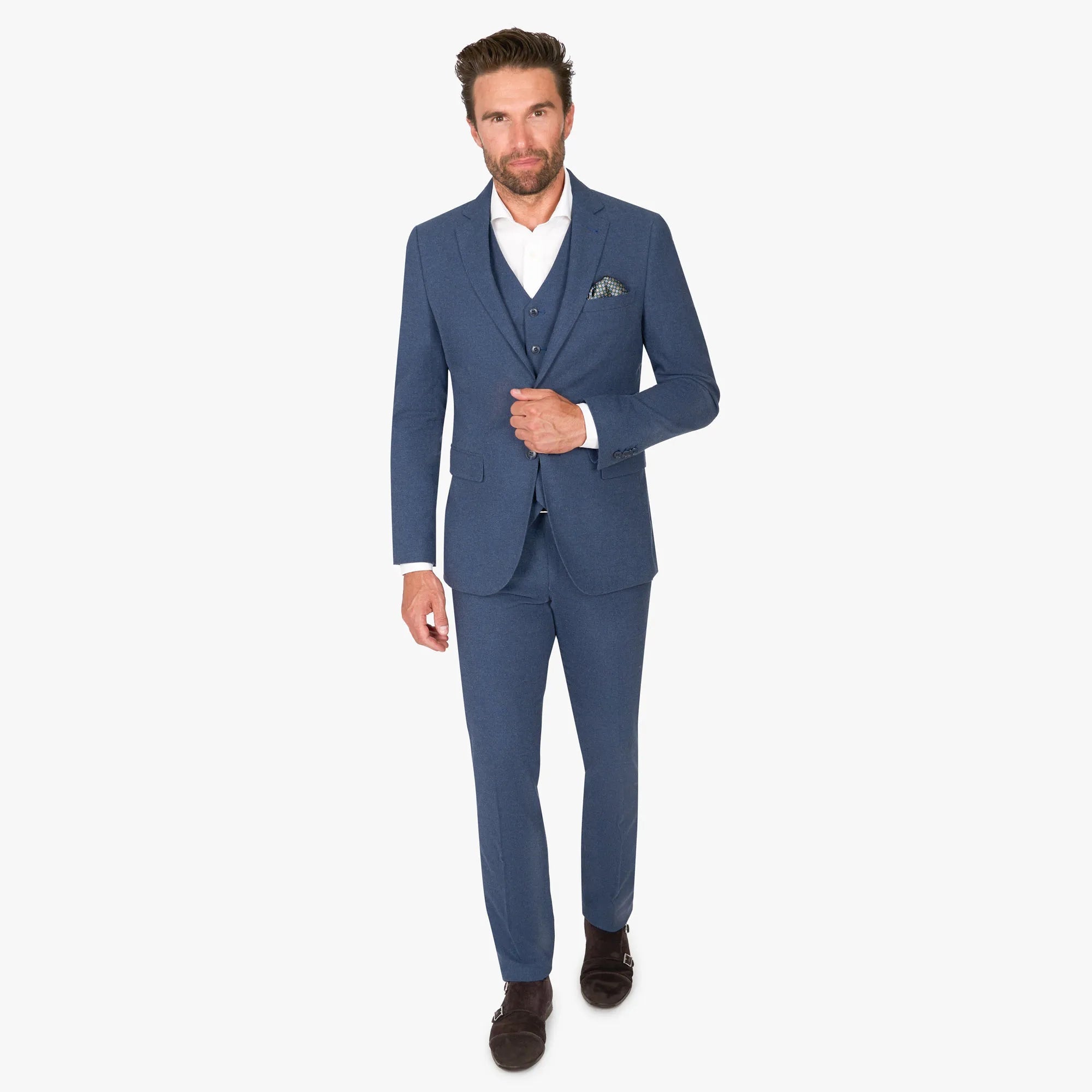 Anzug Genf in Blau aus Wolle und Elasthan blau Bild 1