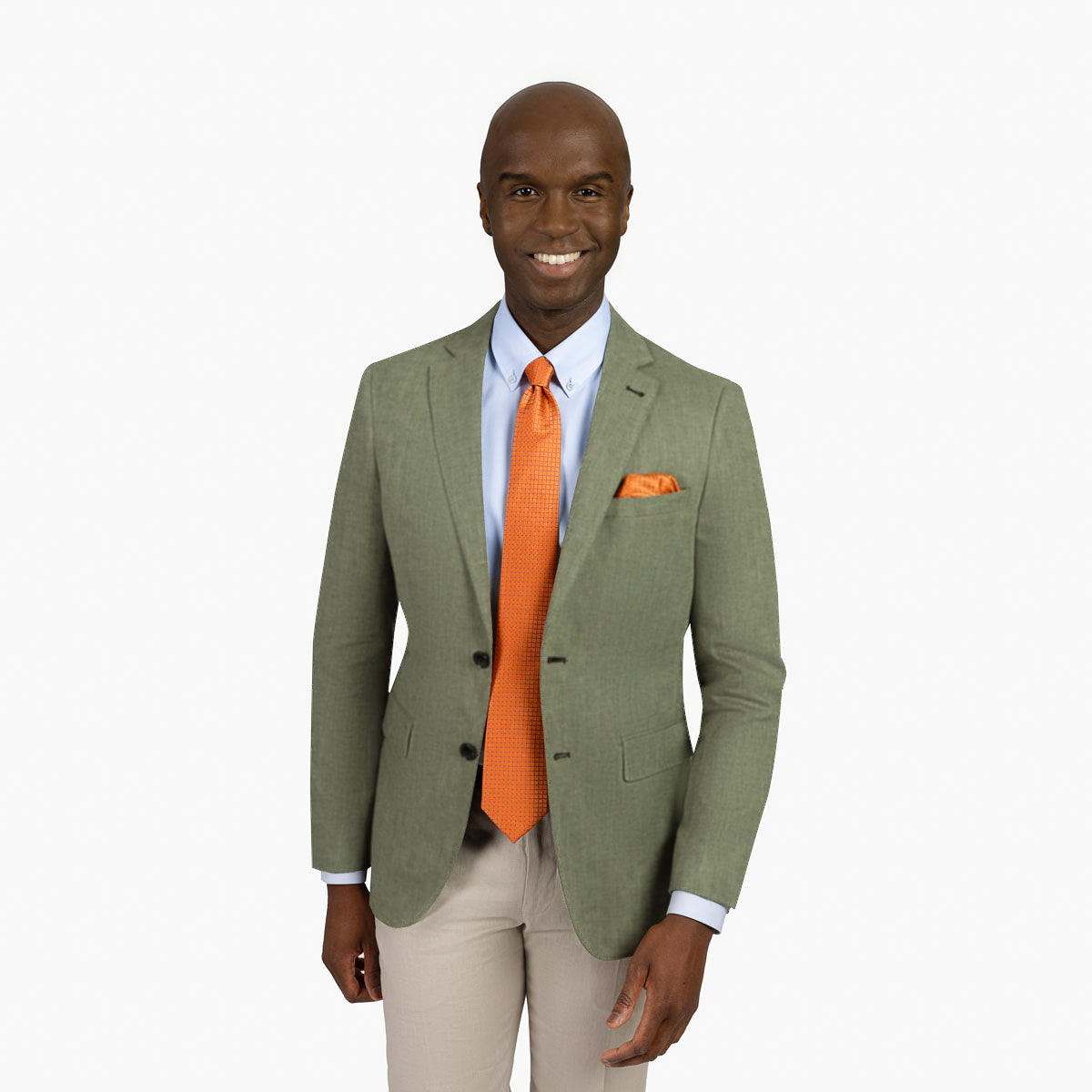 Sakko Genf mit Fischgrätmuster in Olivgrün grün Bild 1