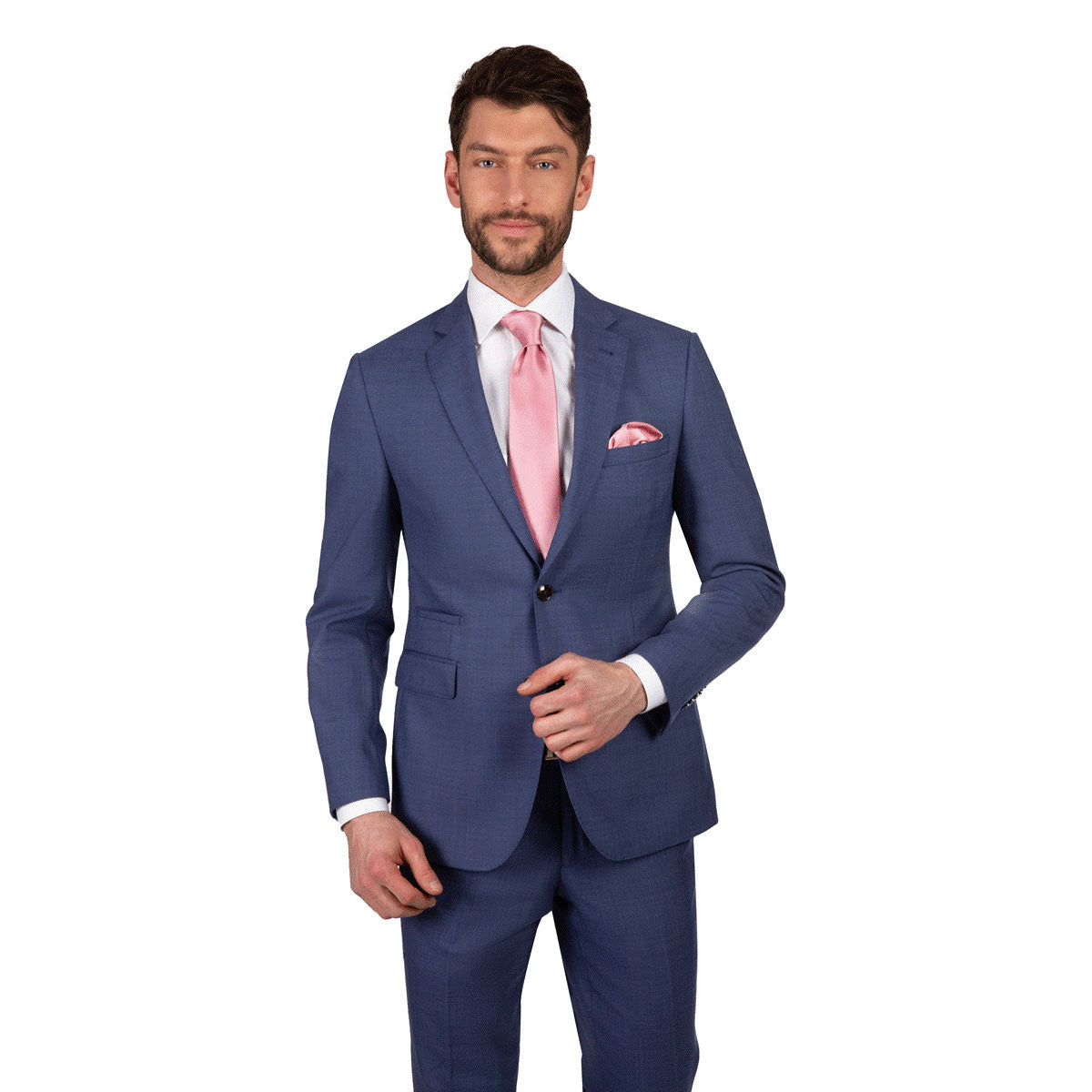 Mann im eleganten blauen Anzug.