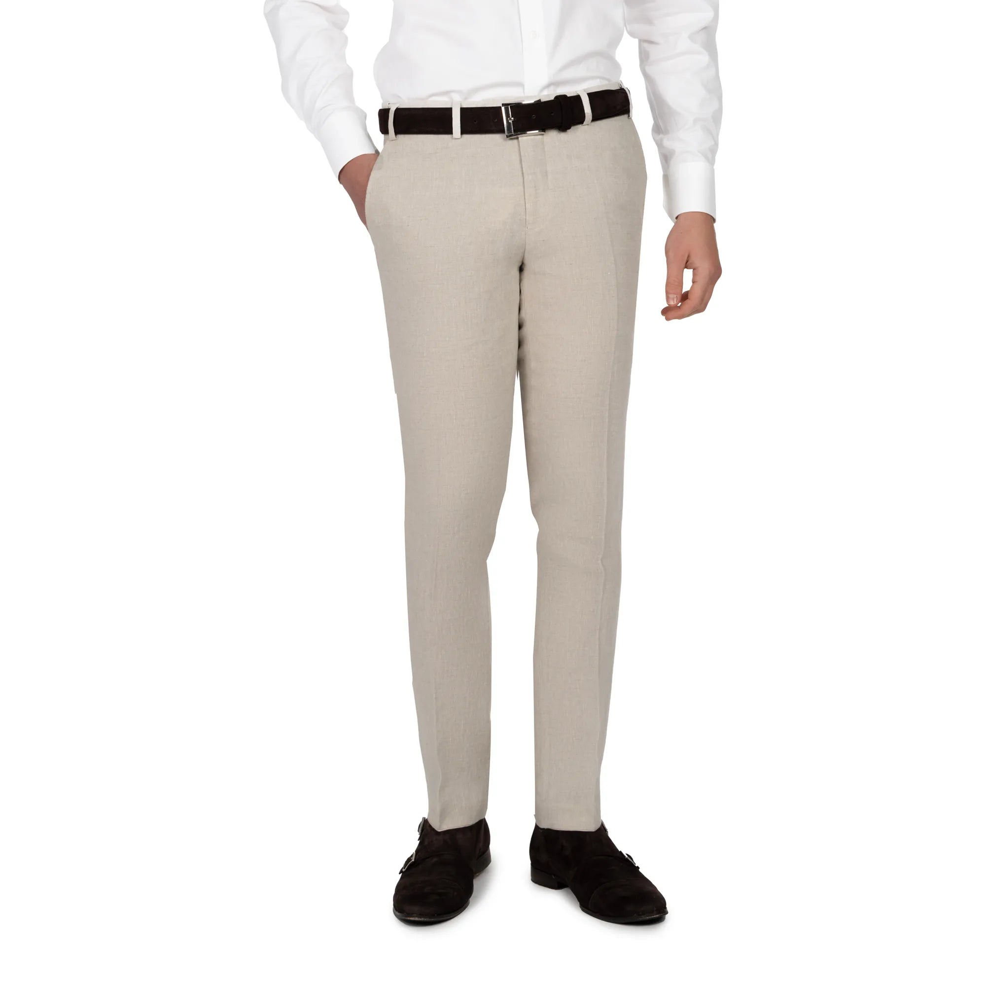 Anzug Fano mit steigendem Revers aus Leinen in Beige beige Bild 4