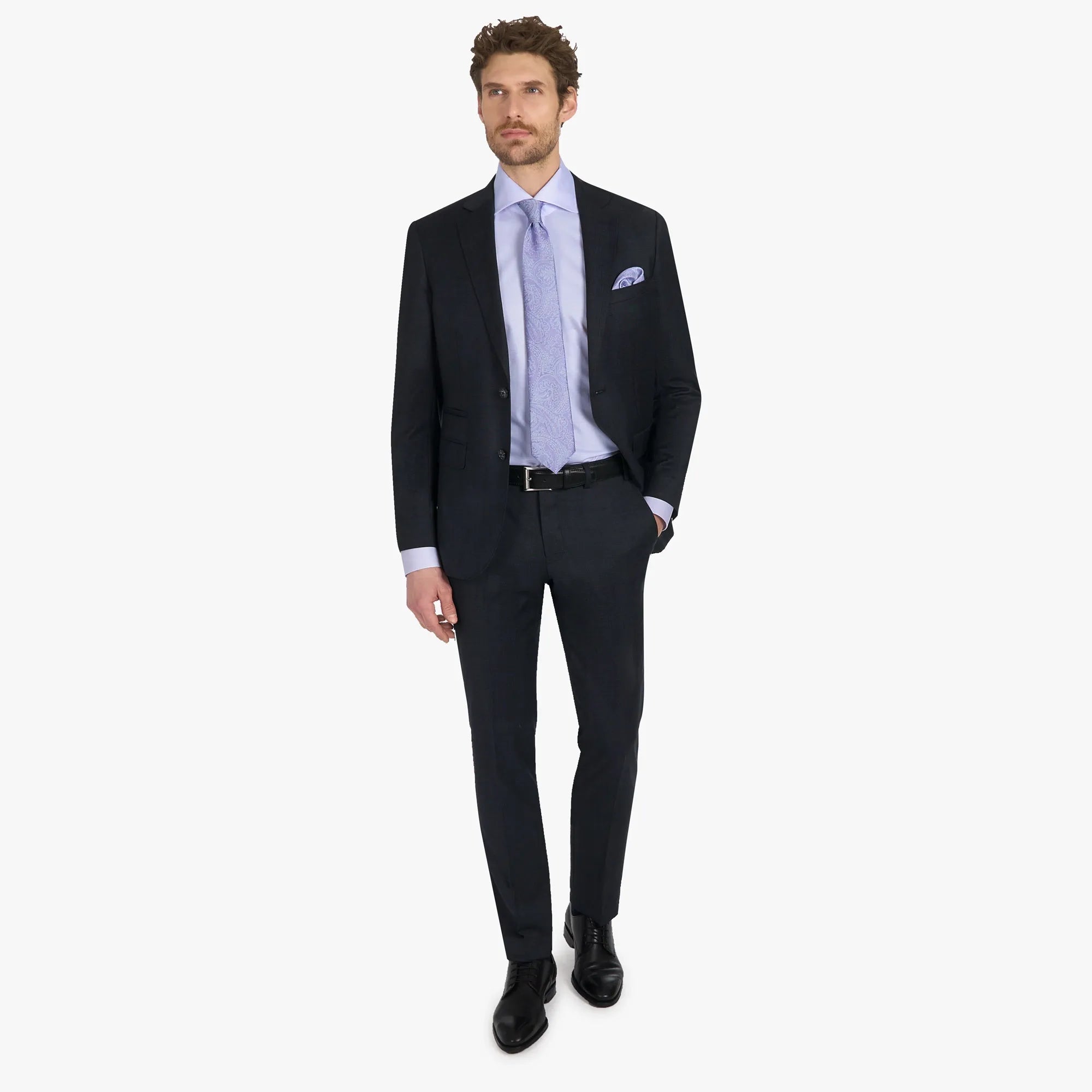 Baukastensakko Pesaro aus Super 100's Wolle in Schwarz gemustert schwarz/gemustert Bild 5