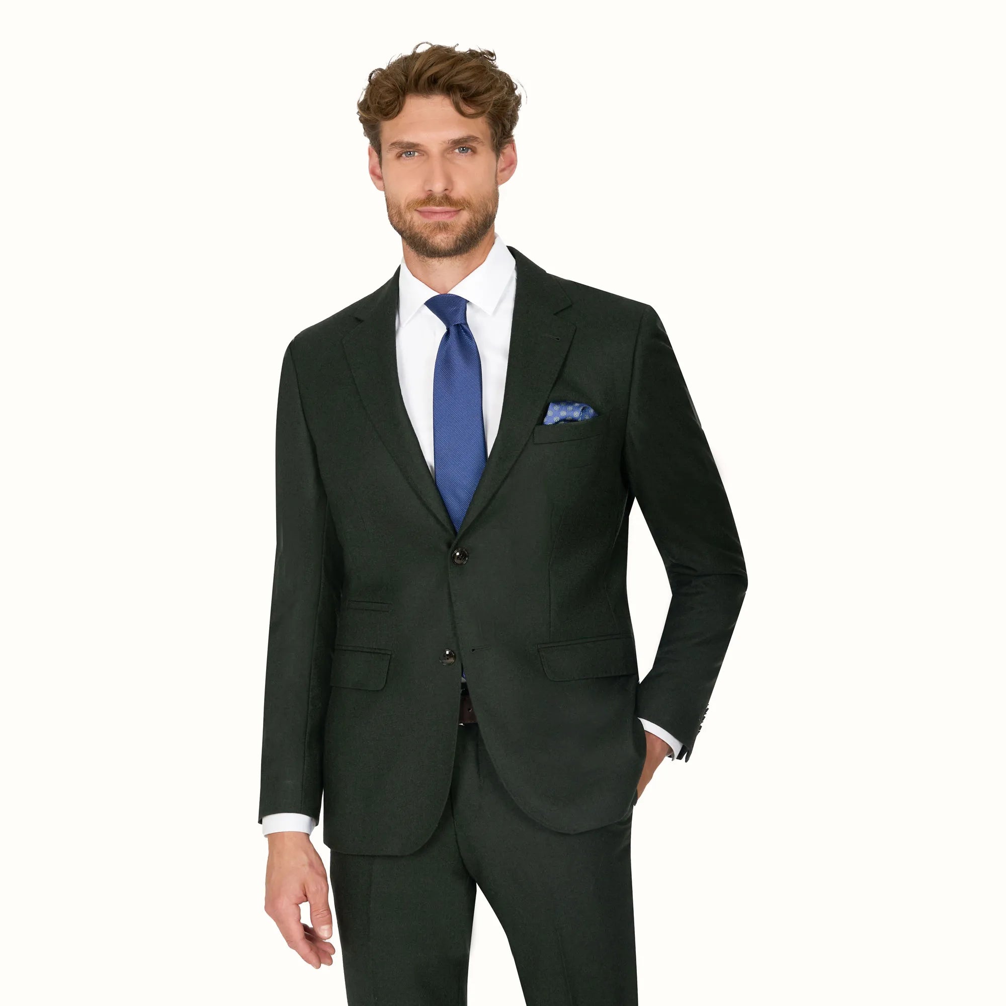 Baukastensakko Pesaro in Dunkelgrün aus Super 100`s Schurwolle dkl. grün Bild 1