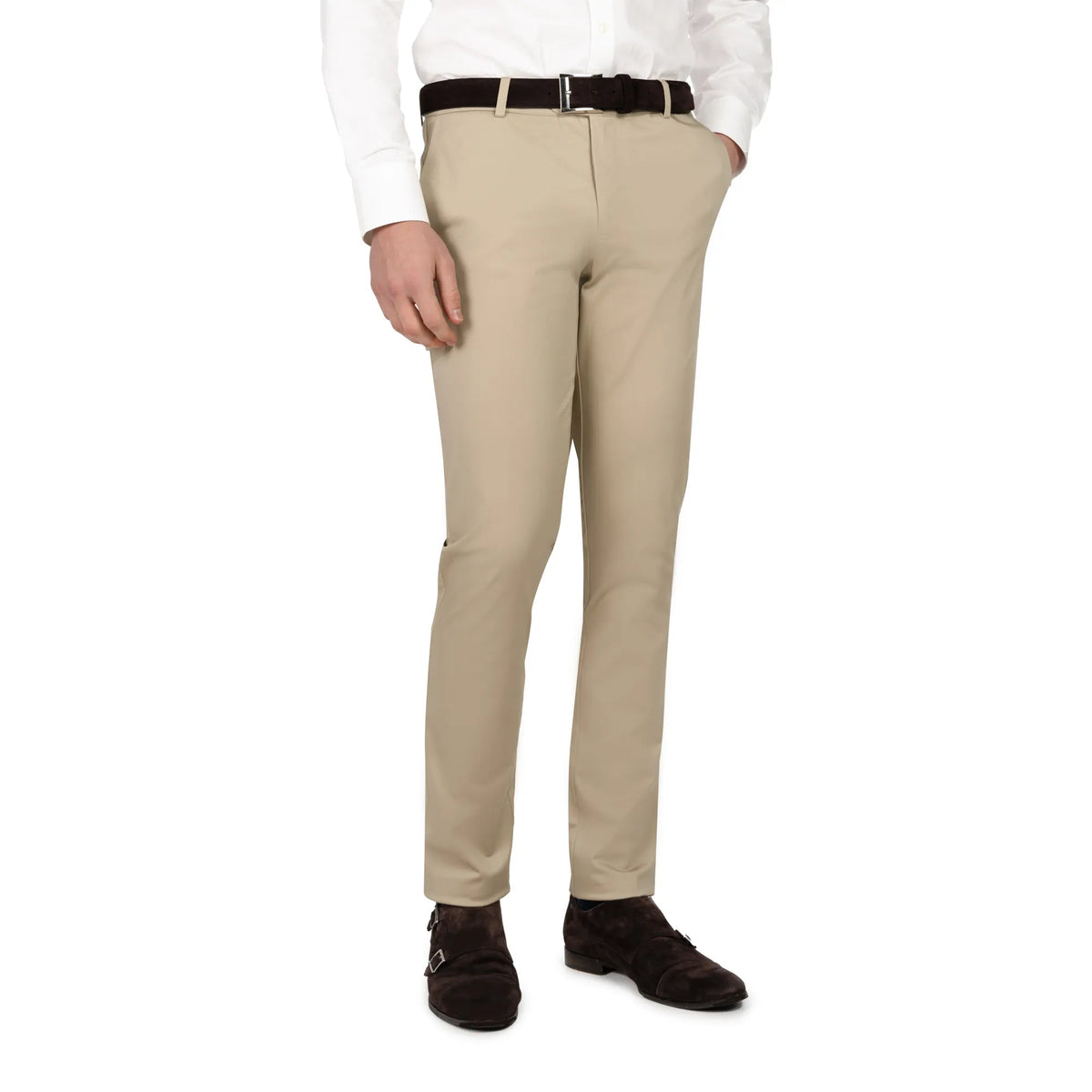 Chino aus Baumwolle und Elasthan in Mittelbeige mittelbeige Bild 1