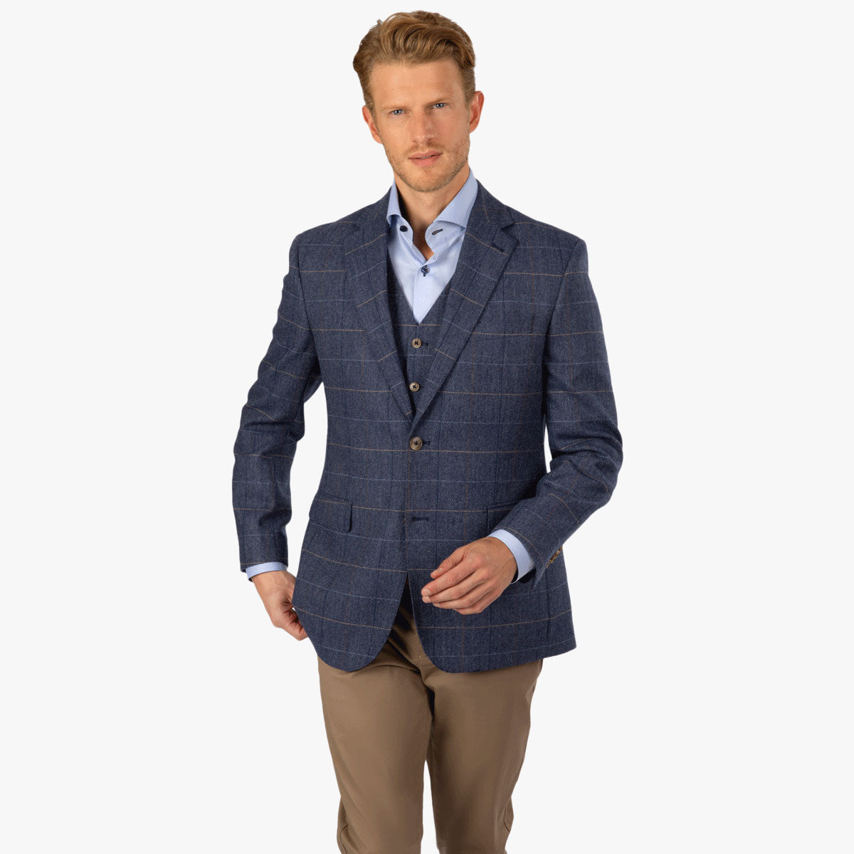 Sakko Prato mit Fischgrat und feinem Überkaro, blau blau/karo Bild 1