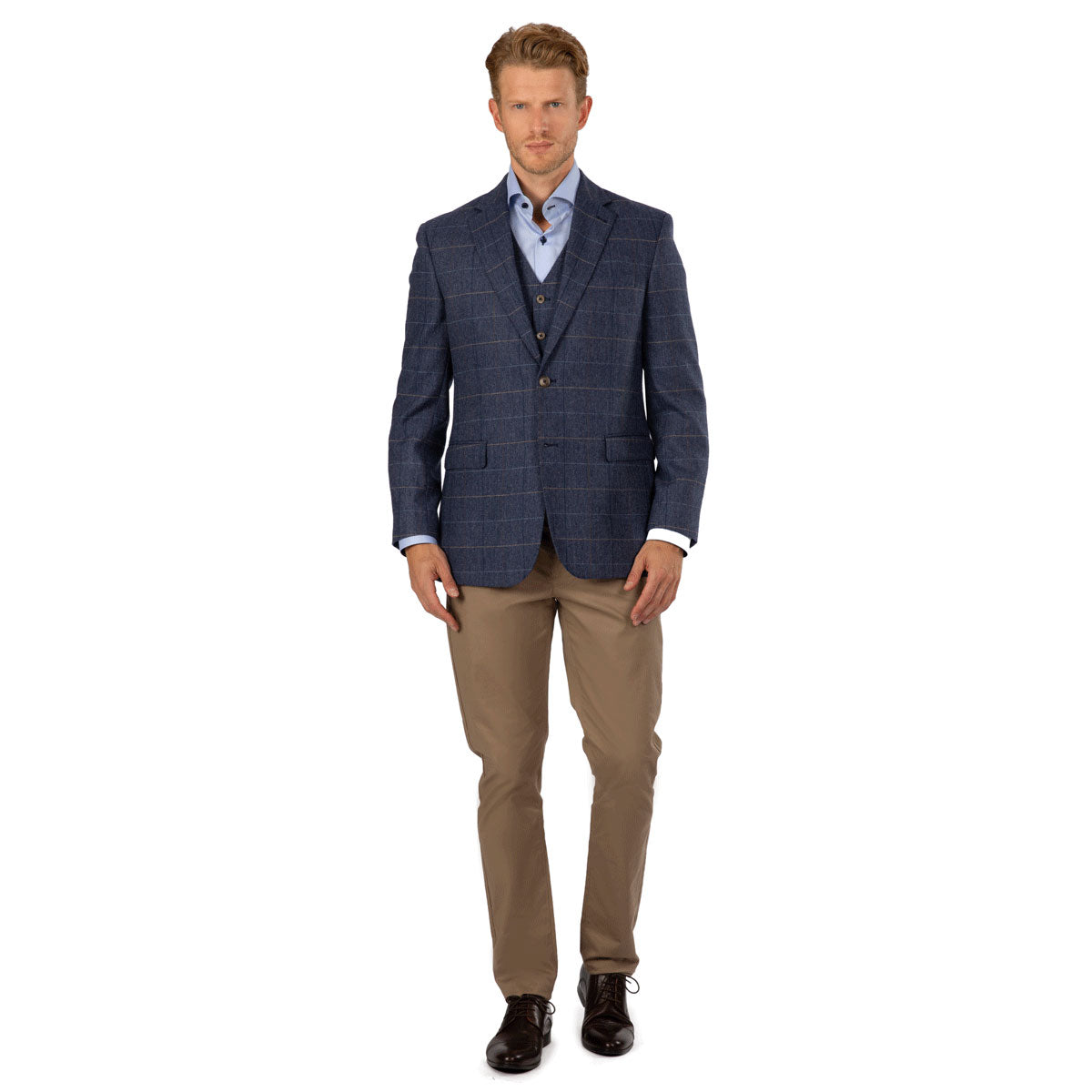 Sakko Prato mit Fischgrat und feinem Überkaro, blau blau/karo Bild 2