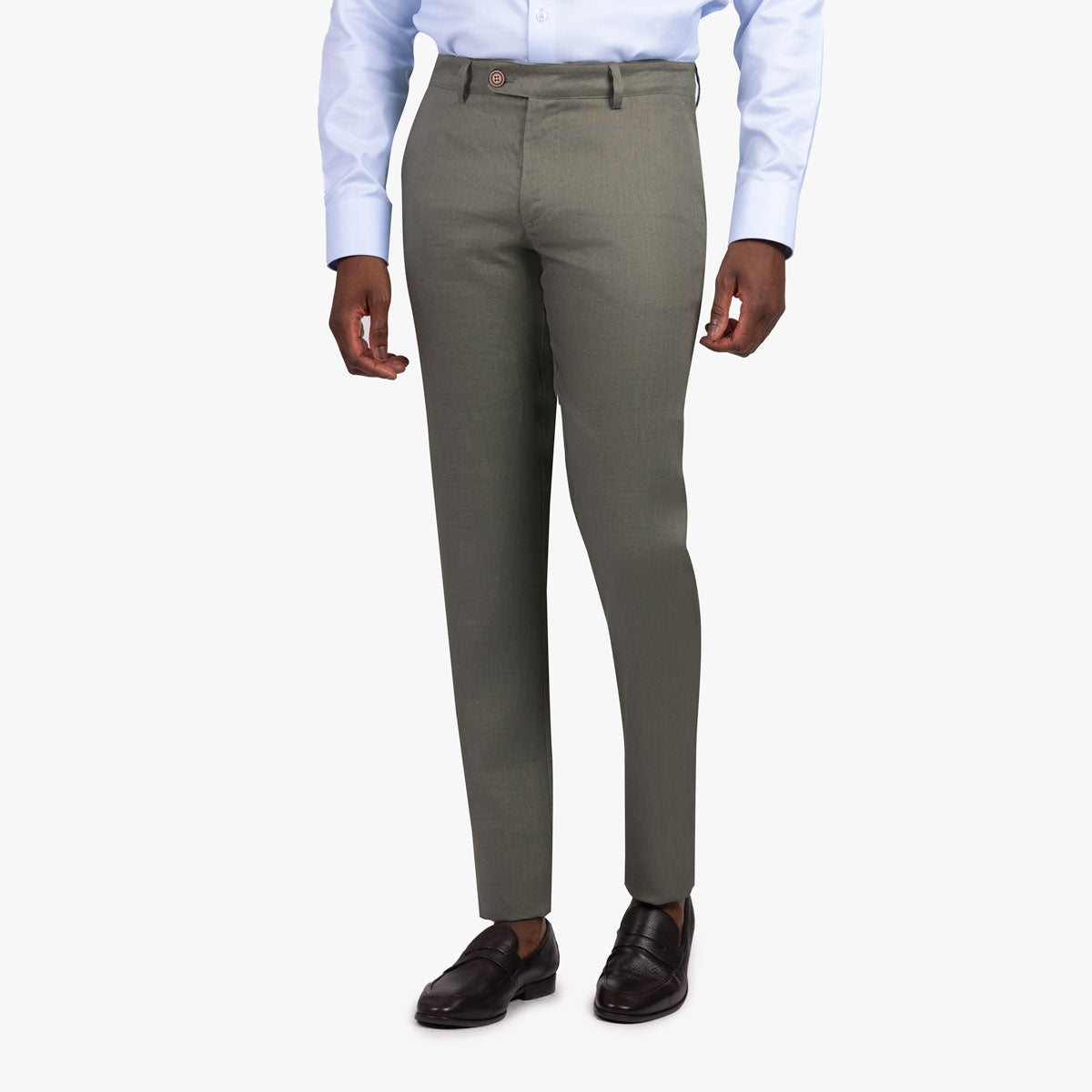 Chino aus reinem Leinen in grün grün Bild 1