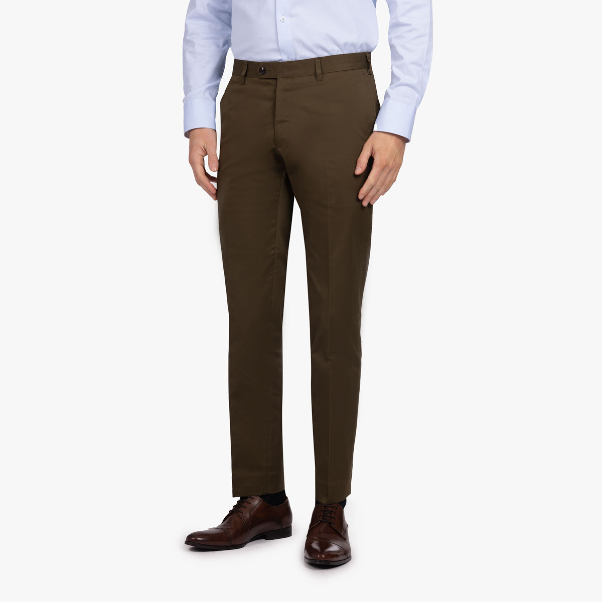 Chino aus Baumwolle und Elasthan in olivgrün olive Bild 1