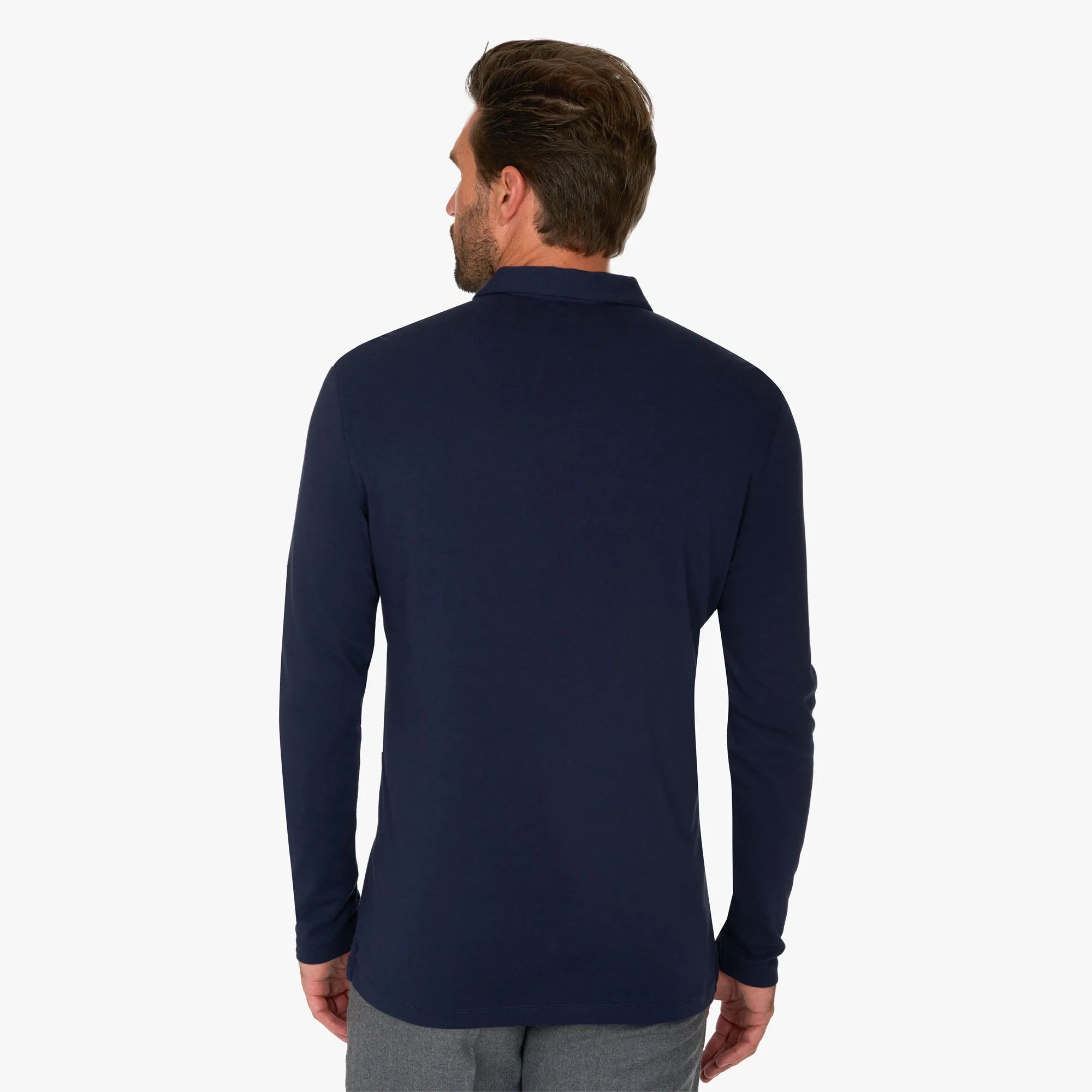 Langarm-Poloshirt aus Baumwolle und Modal in Dunkelblau dkl. blau Bild 4