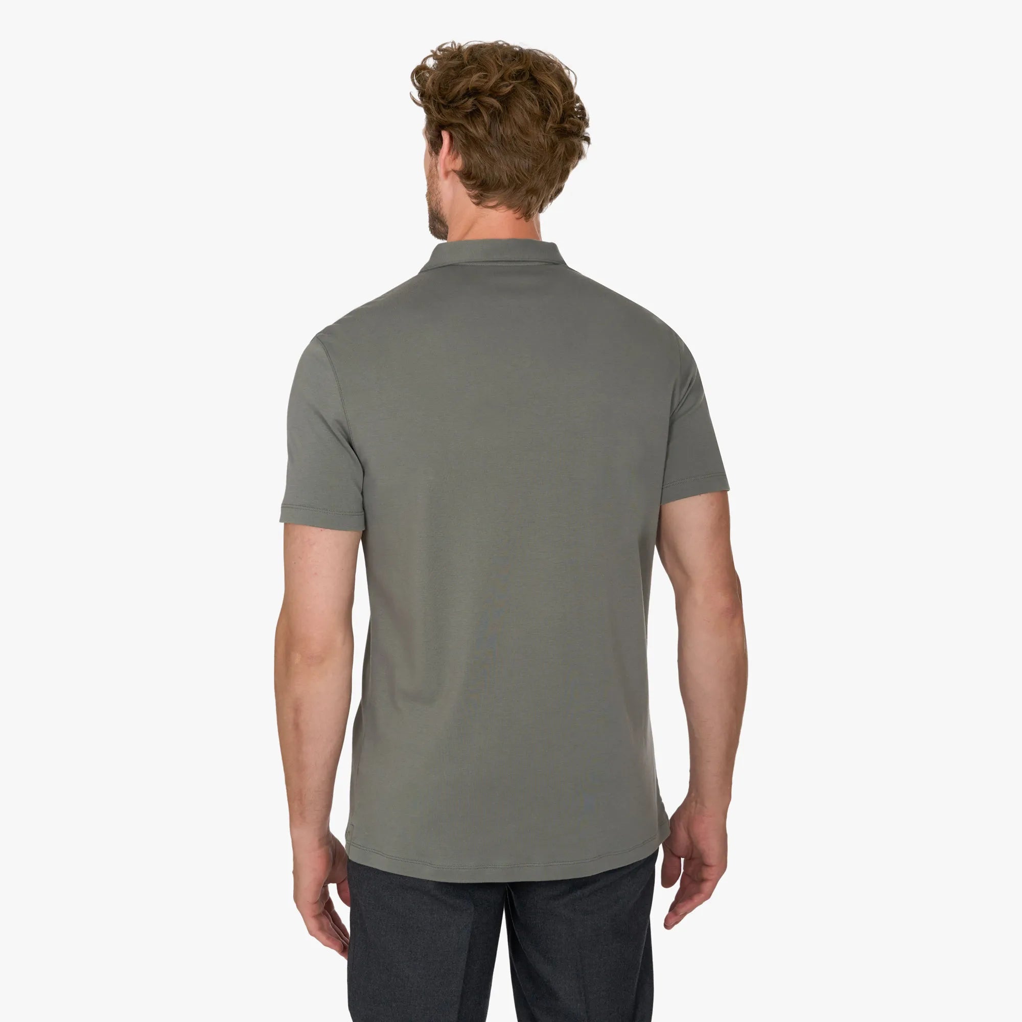 Poloshirt aus Baumwolle und Modal in Olivgrün olive Bild 2