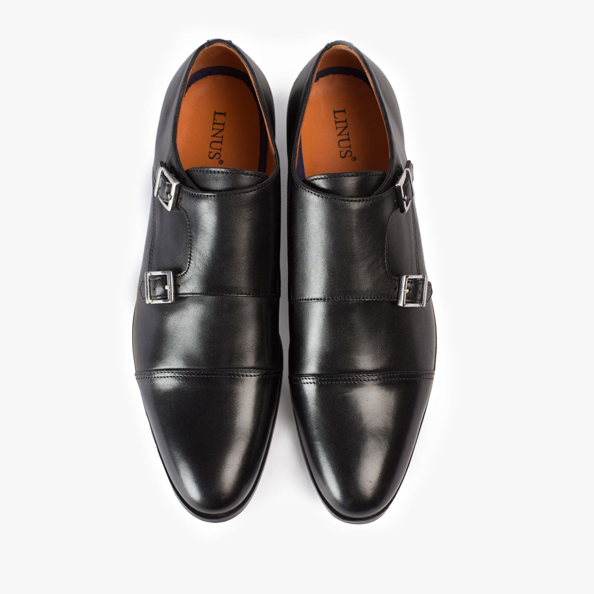 Doppelmonk aus Glattleder in schwarz Black/Parma Bild 1