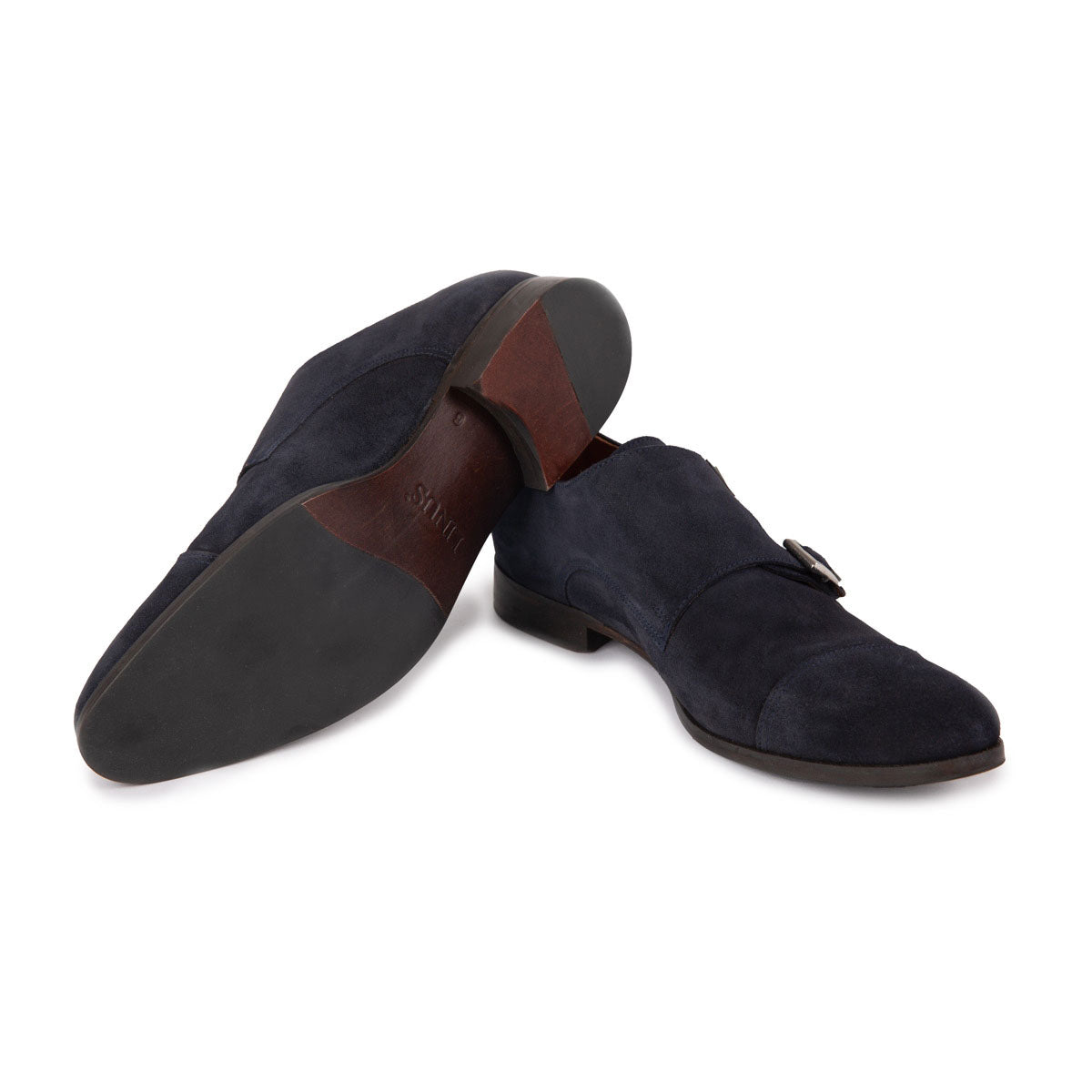 Doppelmonk aus Veloursleder in dunkelblau dkl. blau/Velour Bild 2