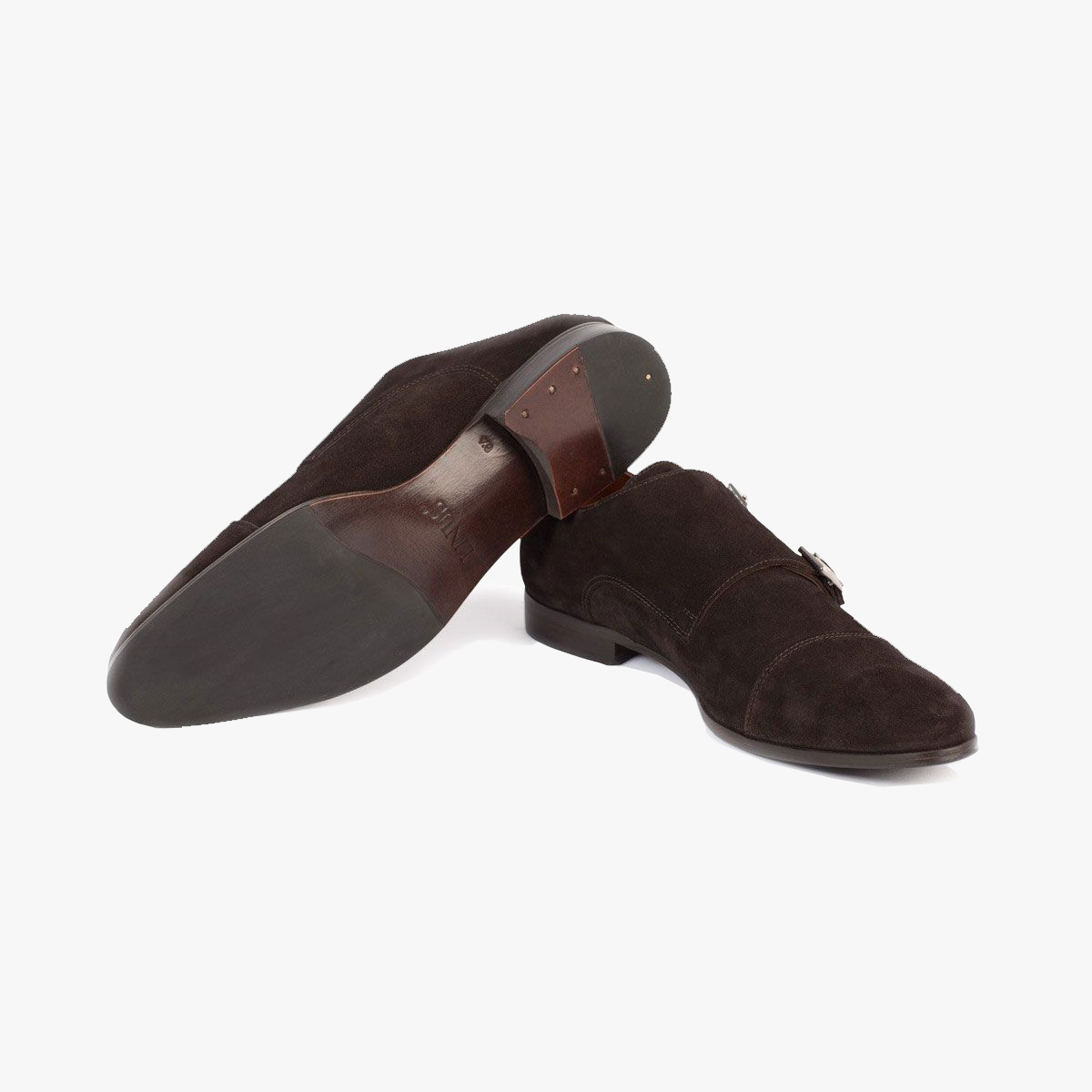 Doppelmonk aus Veloursleder in braun Espresso/Velour Bild 2