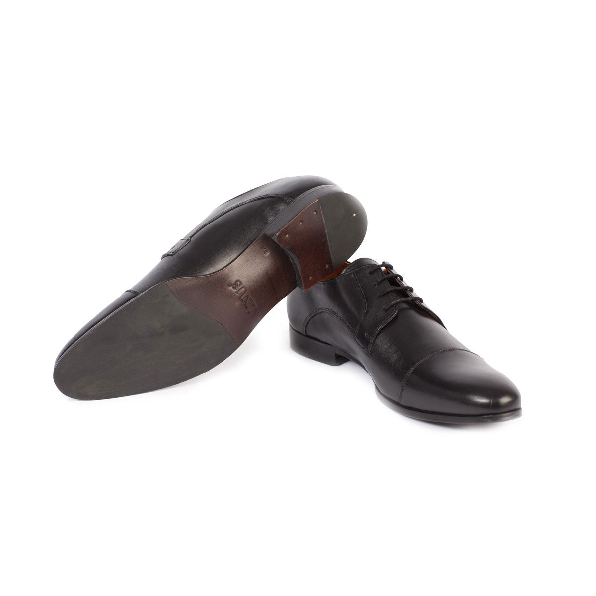 Derby mit Kappe aus Glattleder in schwarz Black/Parma Bild 2