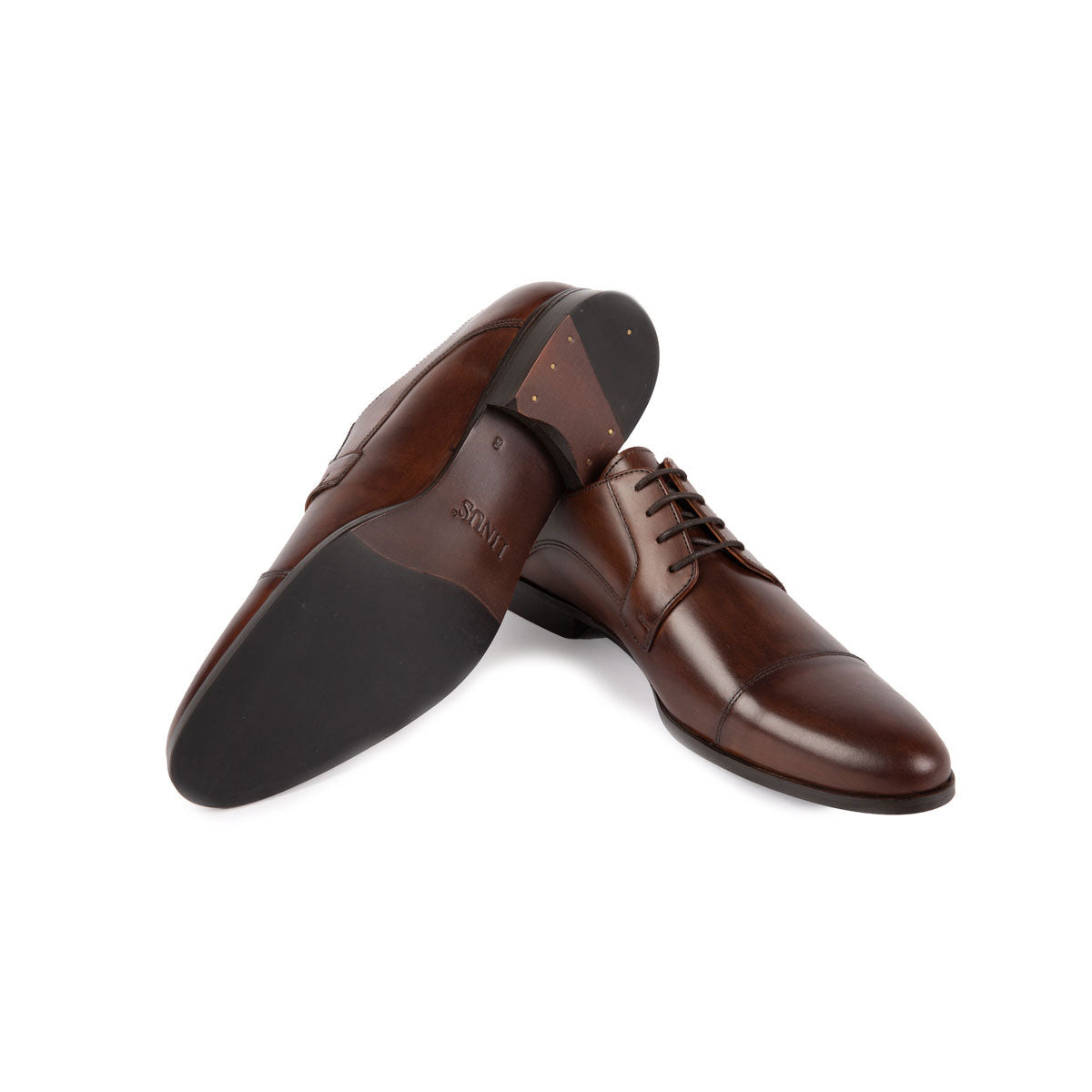 Derby mit Kappe aus Glattleder gewischt in braun Lino-3.1T cognac Bild 2