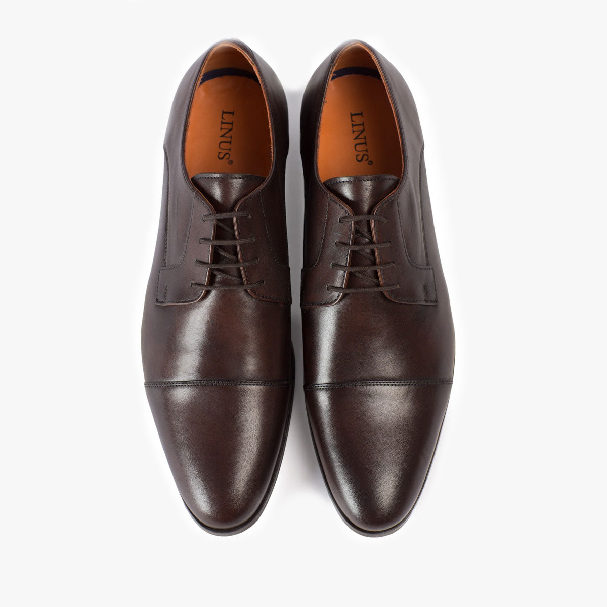 Derby mit Kappe aus Glattleder in braun Cognac/Parma Bild 1