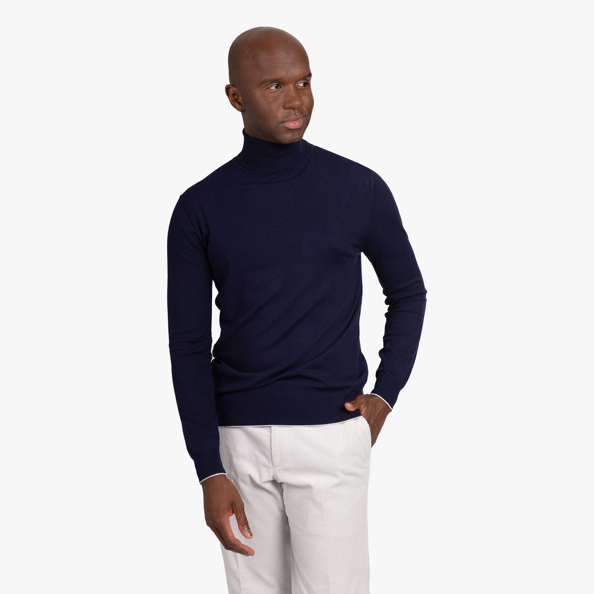 Rollkragenpullover in dunkelblau AF847 contrast AF840 Bild 1