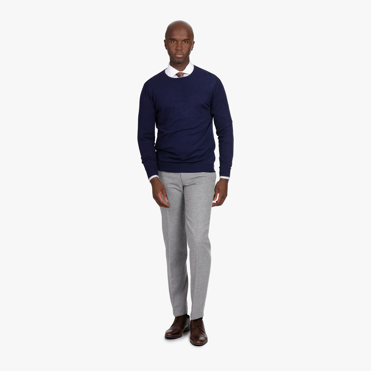 Rundhalspullover in dunkelblau mit weißen Details AF847 contrast AF840 Bild 6