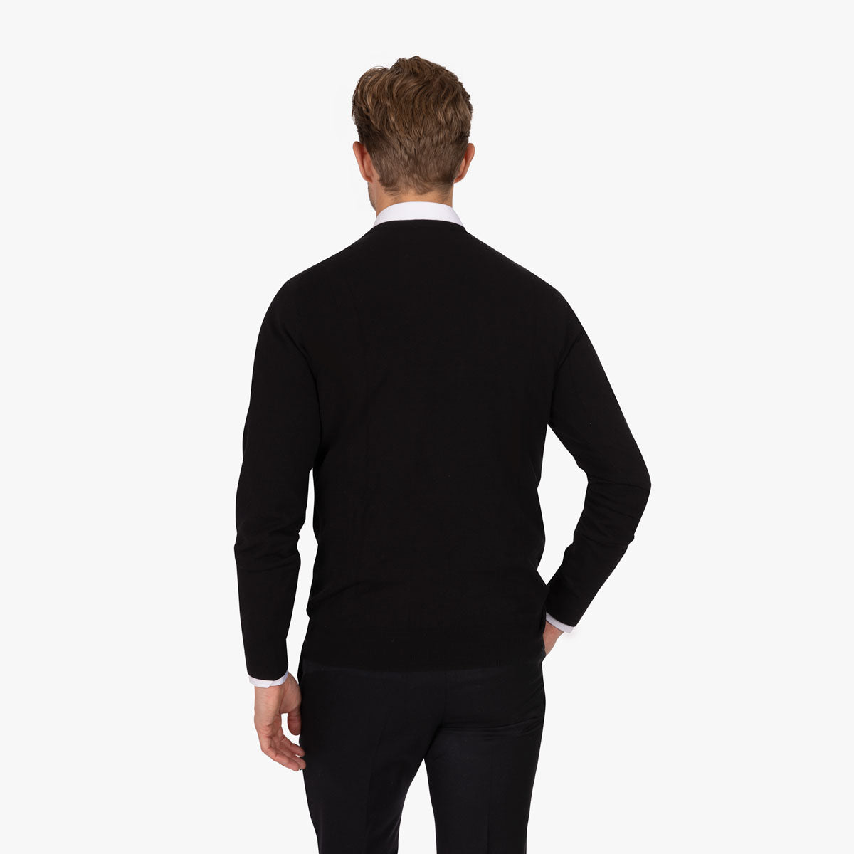 Schwarzer Rundhals Pullover AF802 Bild 2