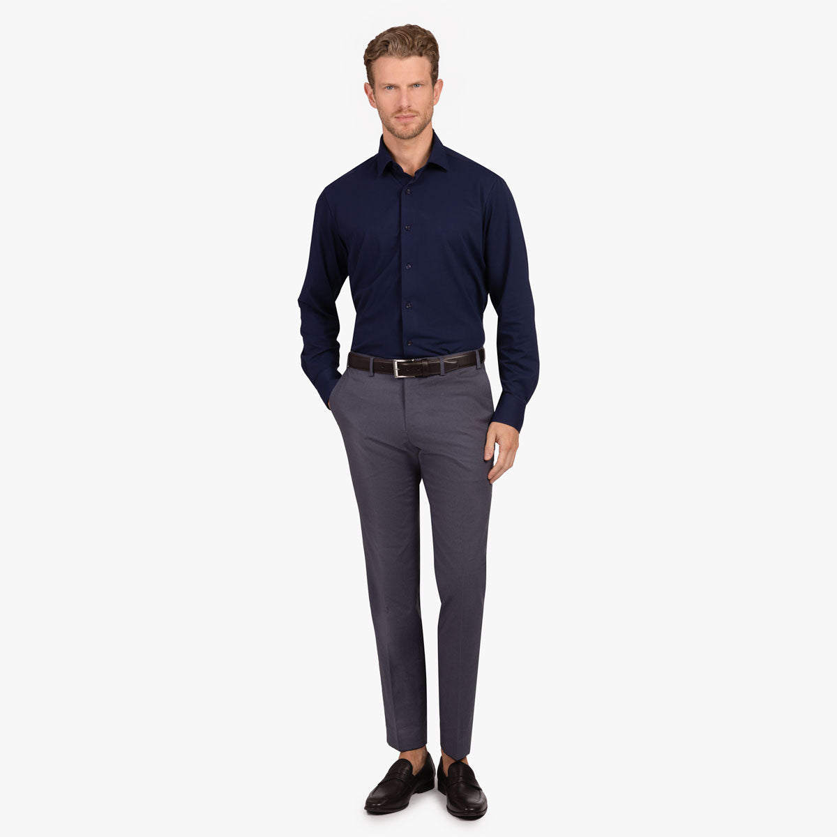 Modern Fit Hemd aus Jersey Stretch in dunkelblau dkl. blau Bild 4