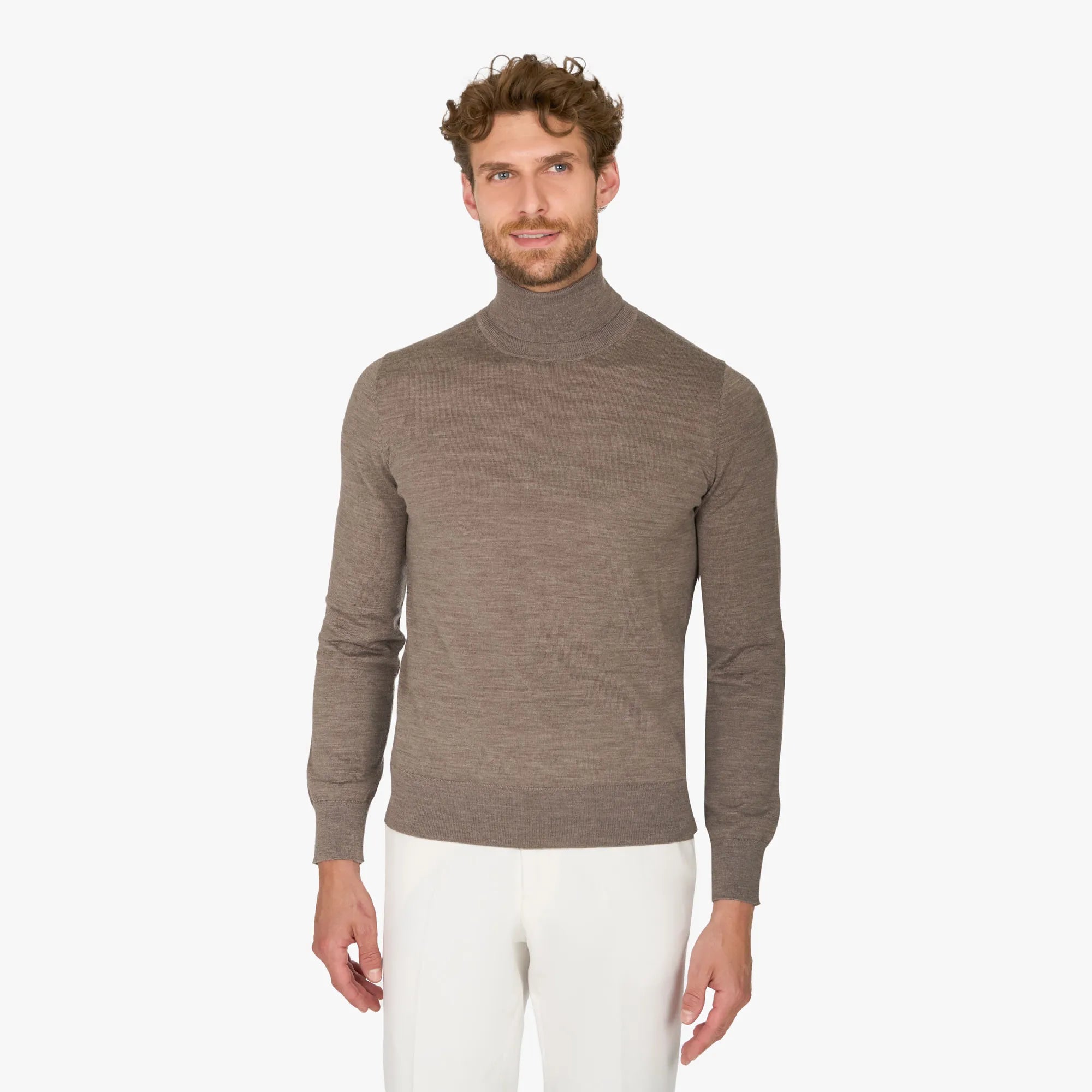 Rollkragenpullover aus Schurwolle in Beige beige Bild 1