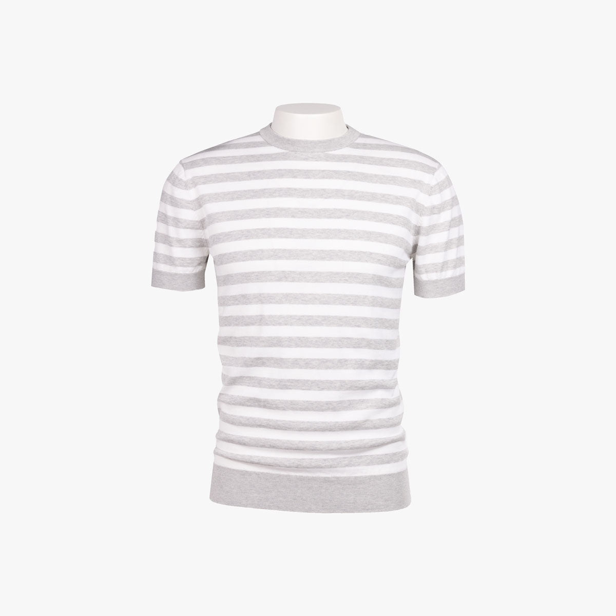 T-Shirt Rundhals mit Streifen in hellgrau-weiß hellgrau/weiss/gestr Bild 4