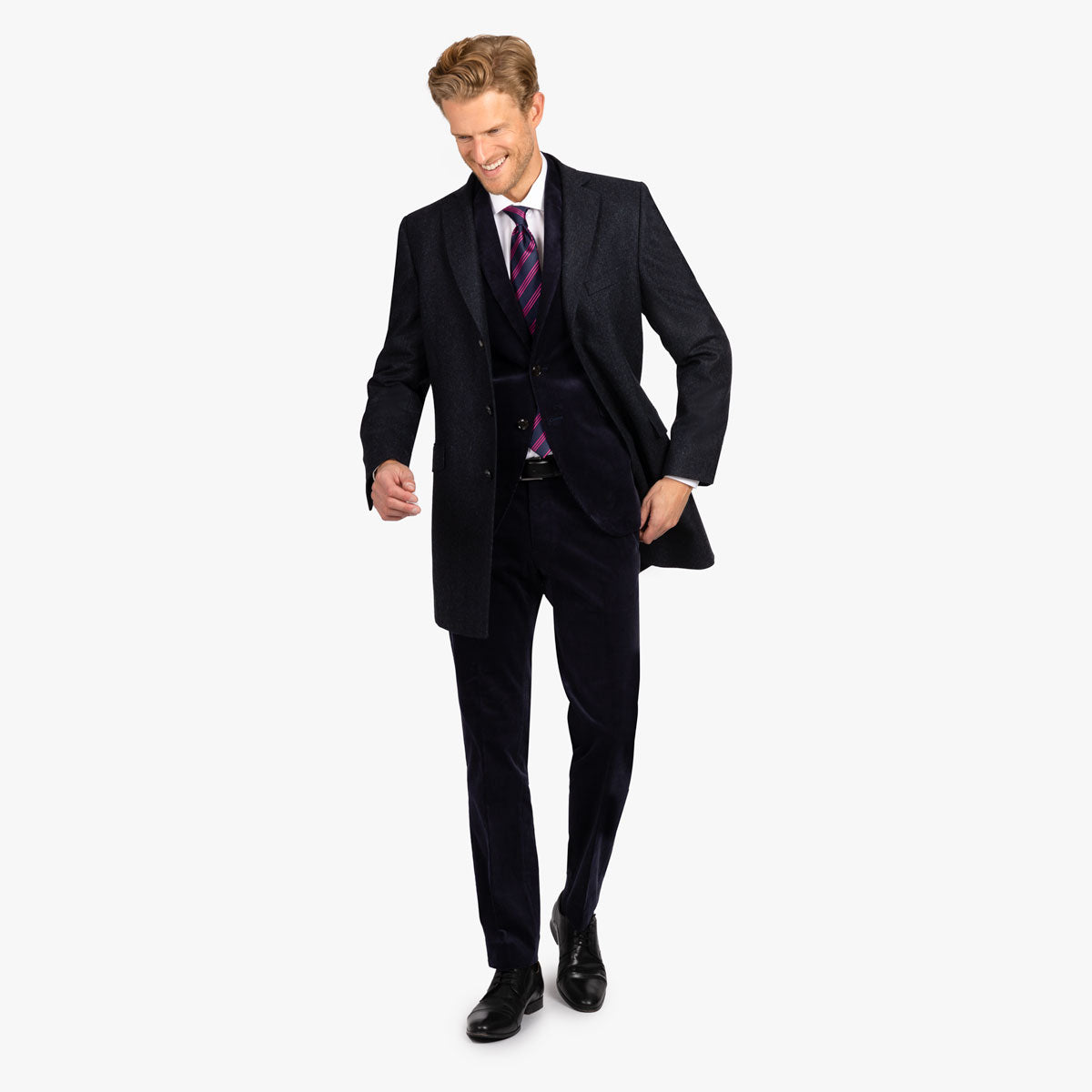 Kurzmantel London mit Fischgrat in dunkelblau blau/gemustert Bild 1