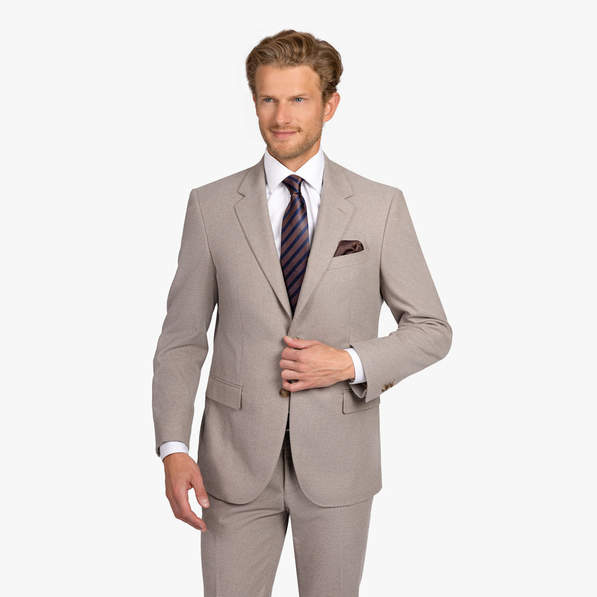 Baukastensakko Prato aus Sea-Island-Baumwolle in hellbraun mittelbraun Bild 1