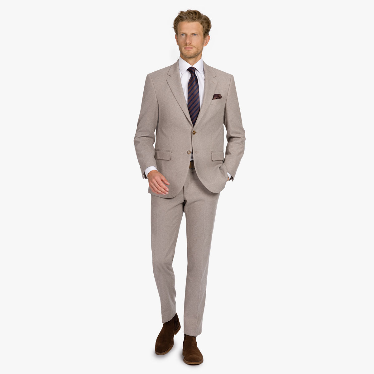 Baukastensakko Prato aus Sea-Island-Baumwolle in hellbraun mittelbraun Bild 6