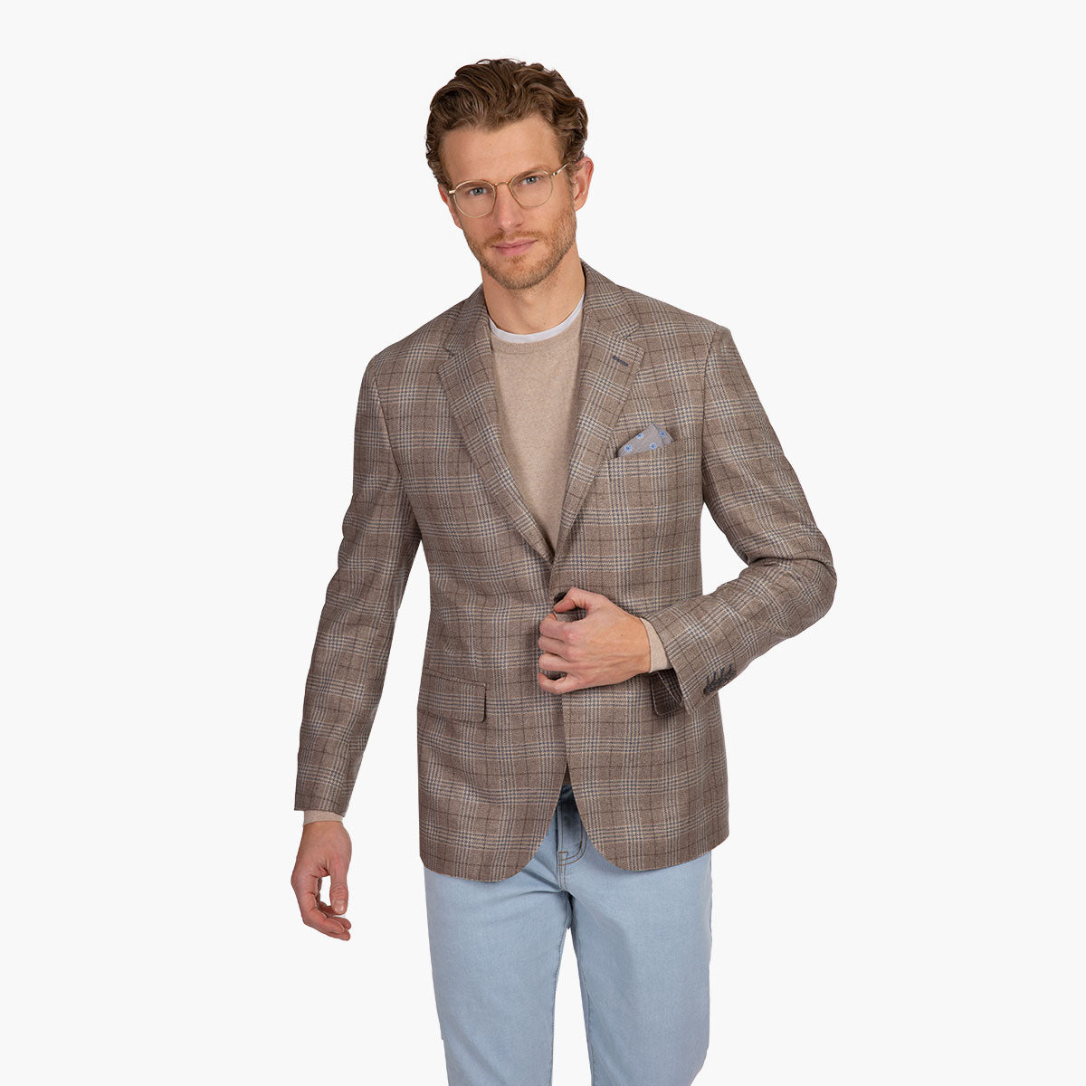 Sakko Prato aus 100% Seide in Karo braun braun/karo Bild 1