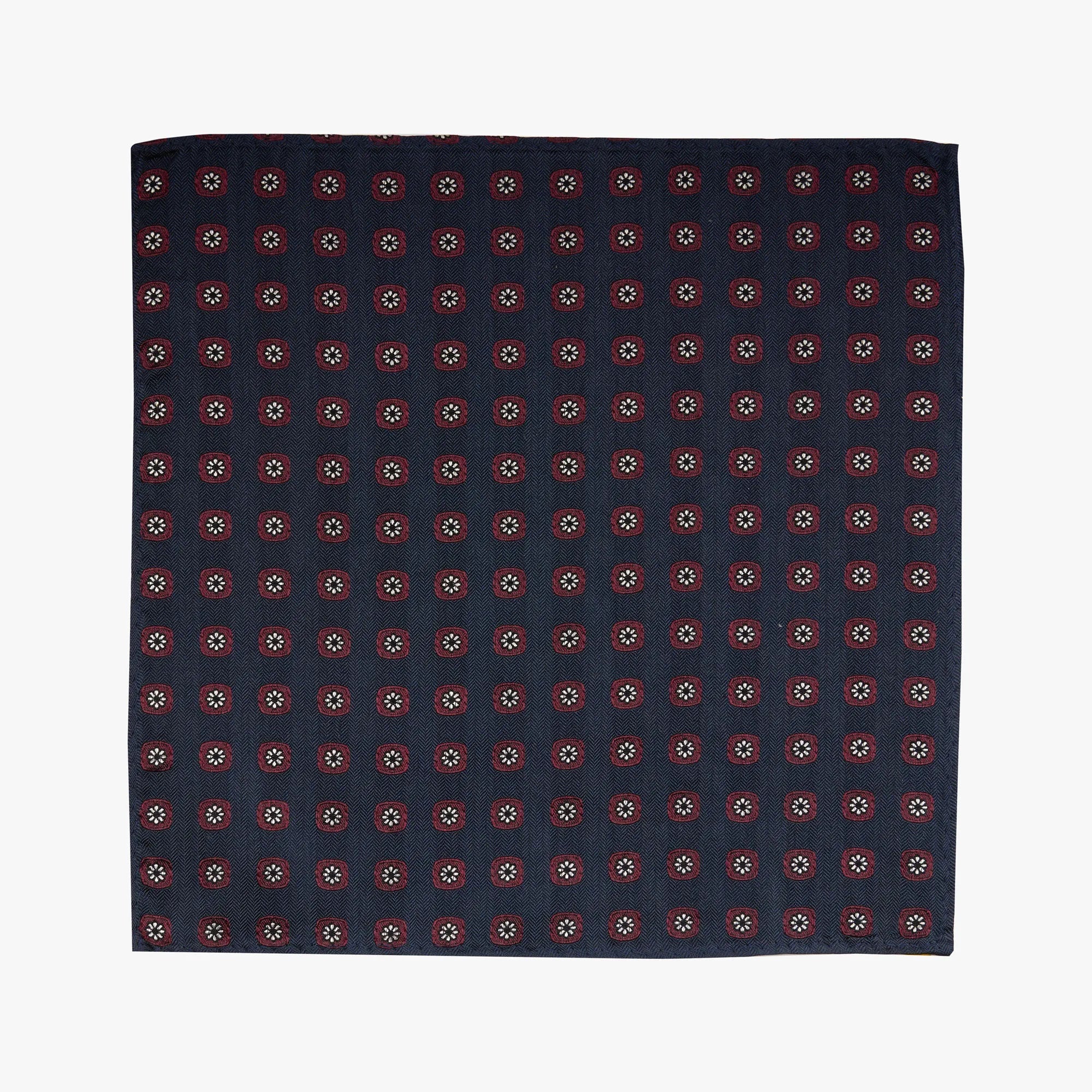 Einstecktuch aus reiner Seide in Dunkelblau mit roten Elementen dkl. blau Bild 2