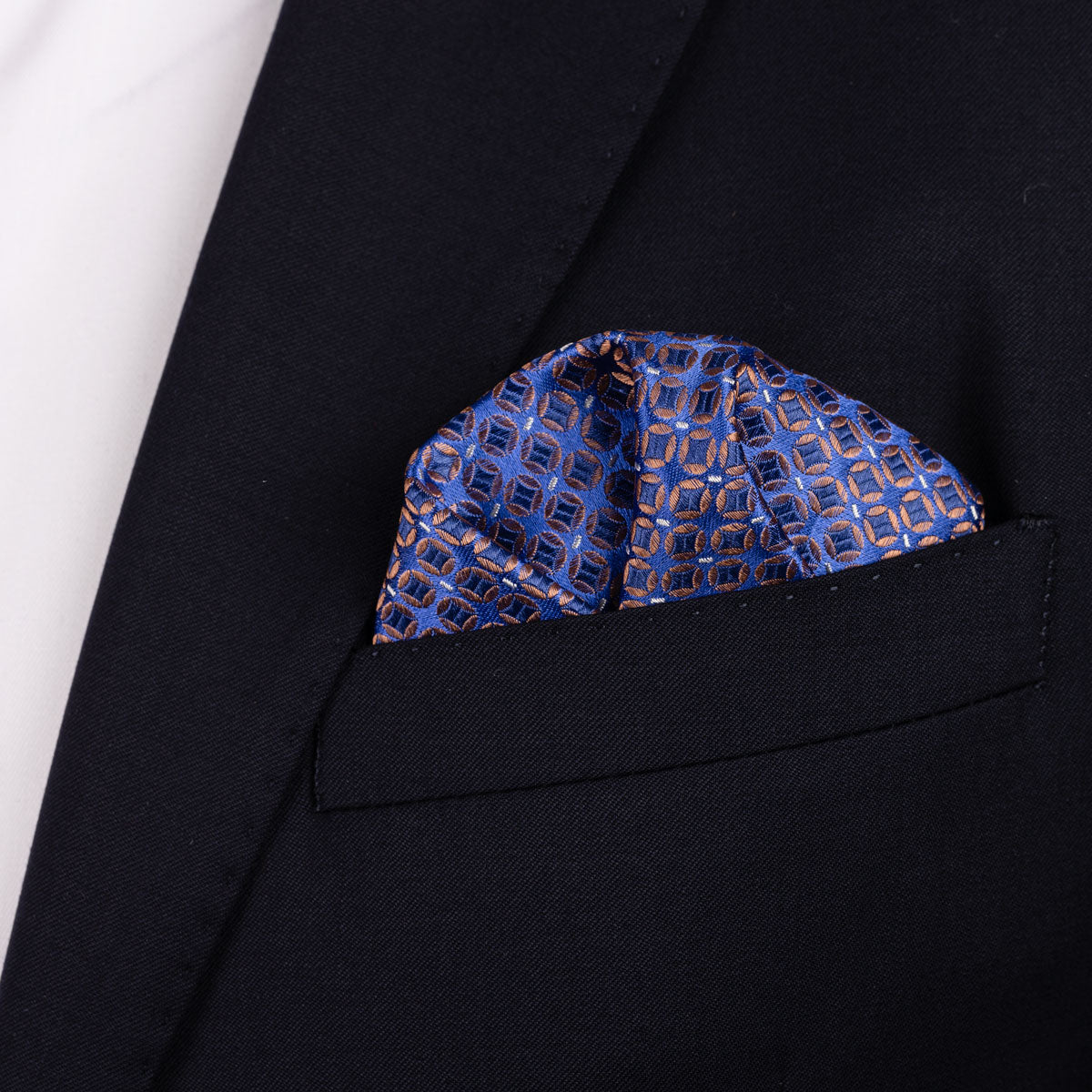 Einstecktuch mit geometrischem Muster in Blau und Kupfer blau Bild 1