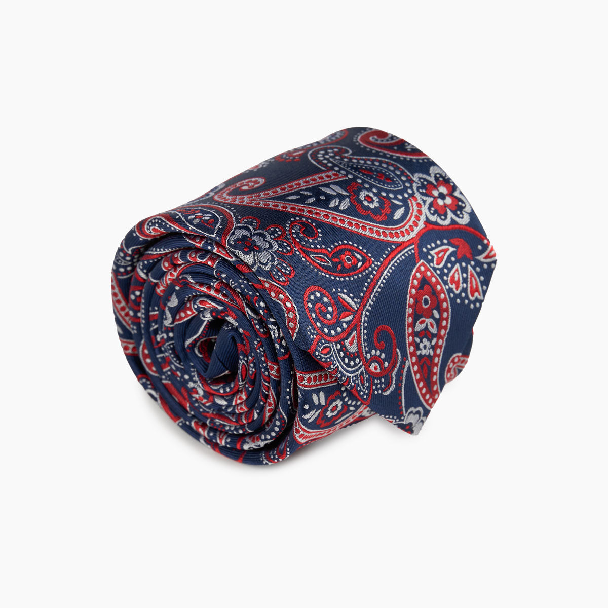 Krawatte aus Seide in Blau mit rotem und weißem Paisley-Muster dkl rot Bild 1