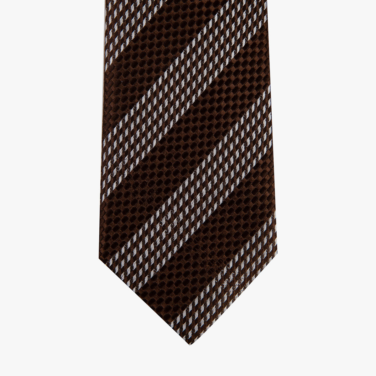 Krawatte gestreift in braun und weiß brown Bild 2