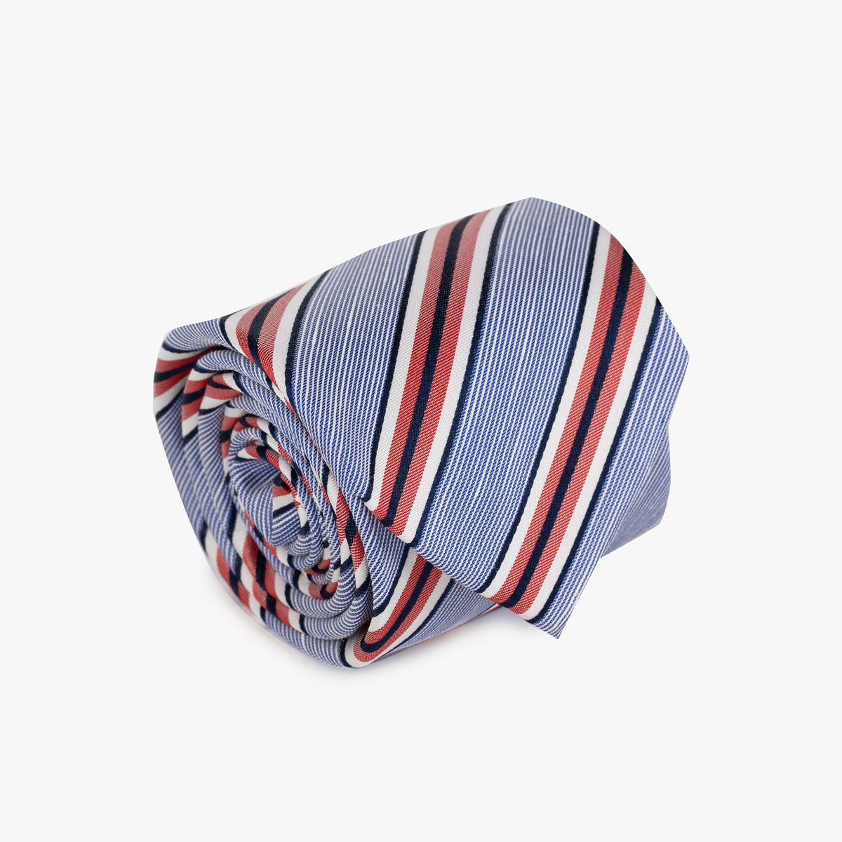 Krawatte mit Streifenmuster in dunkelblau rot hellblau Bild 1