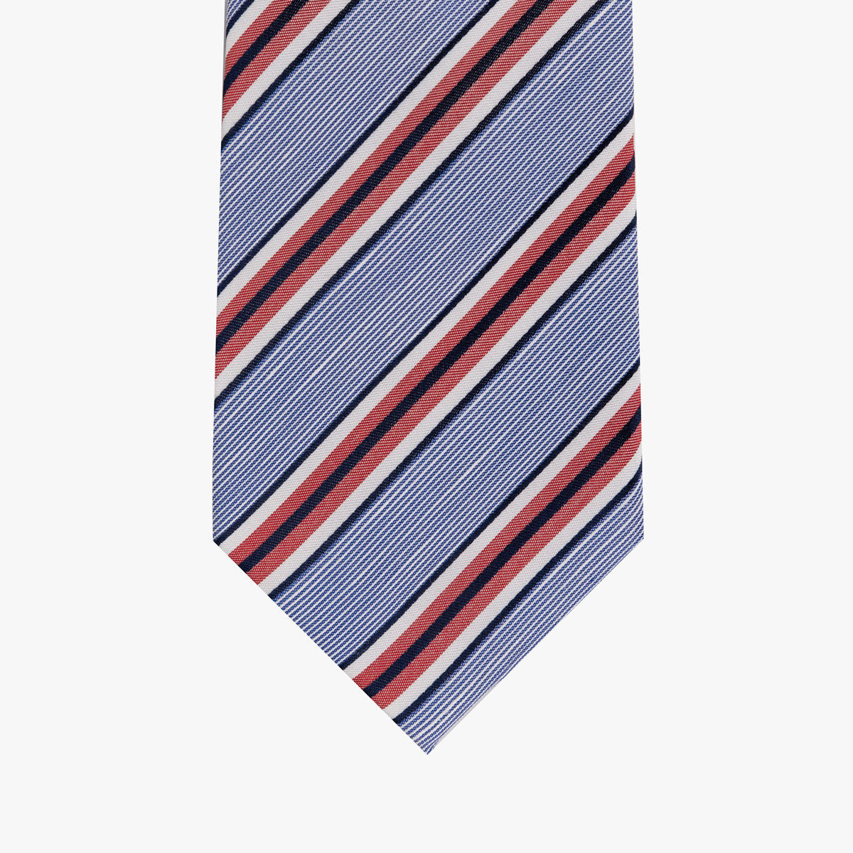 Krawatte mit Streifenmuster in dunkelblau rot hellblau Bild 2