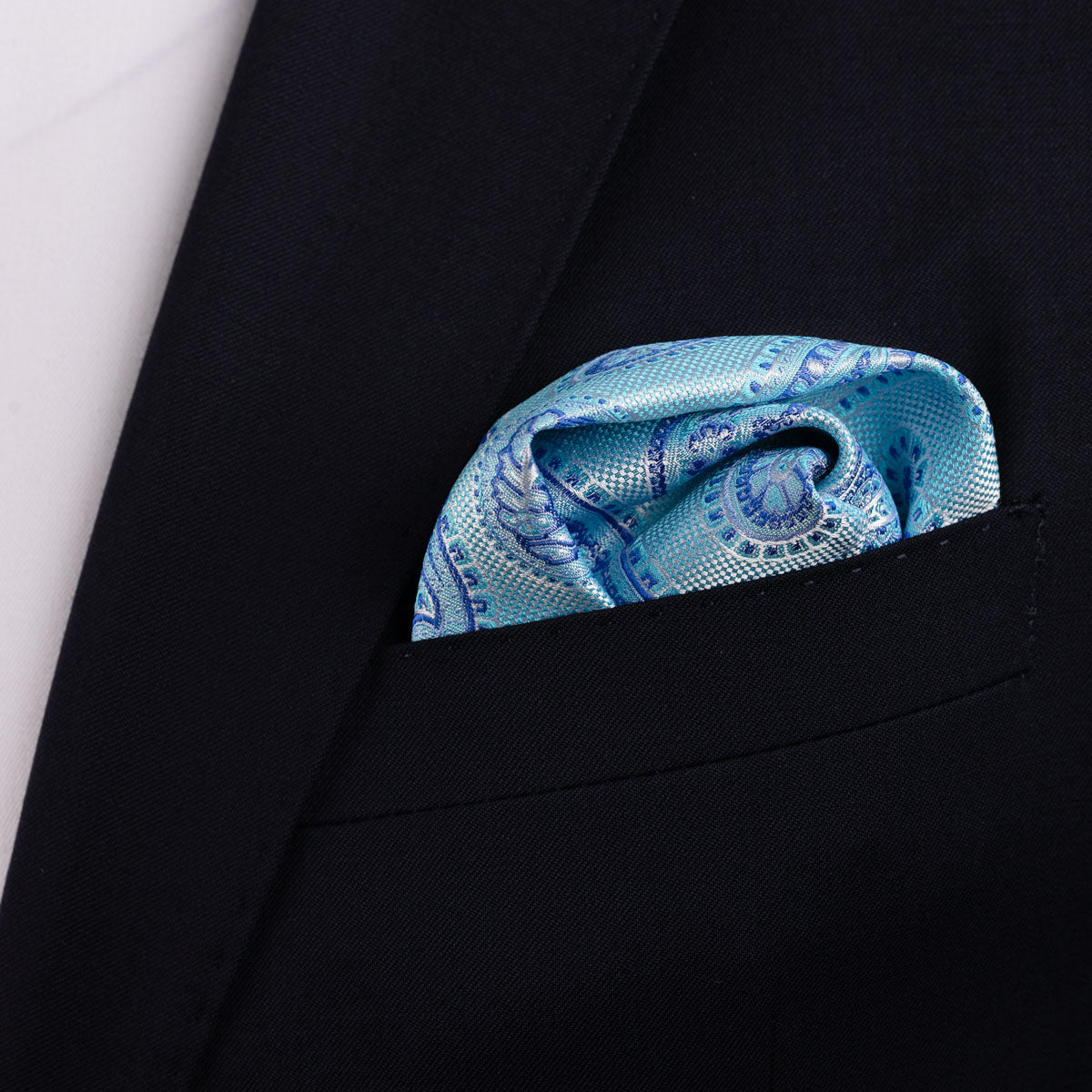 Einstecktuch aus Seide in hellblau mit Paisleymuster hellblau Bild 1